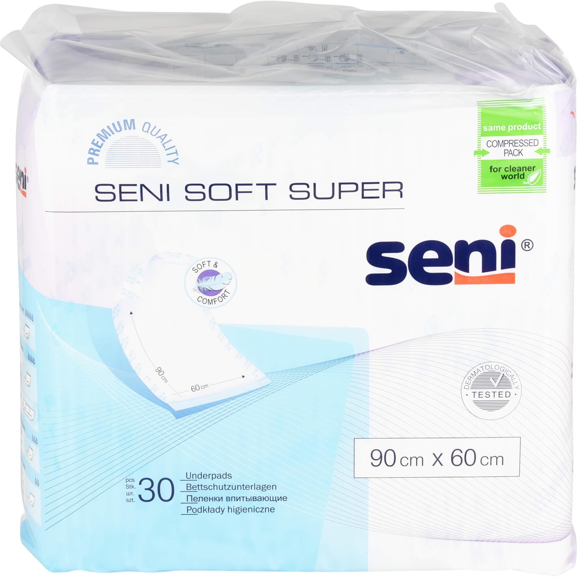 Seni, Inkontinenzhygiene, Soft Super Einmal-Bettschutz 4 Tropfen (30x)