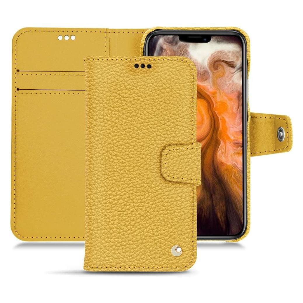 Noreve Lederschutzhülle Wallet (Apple iPhone 11 Pro Max), Smartphone Hülle, Gelb