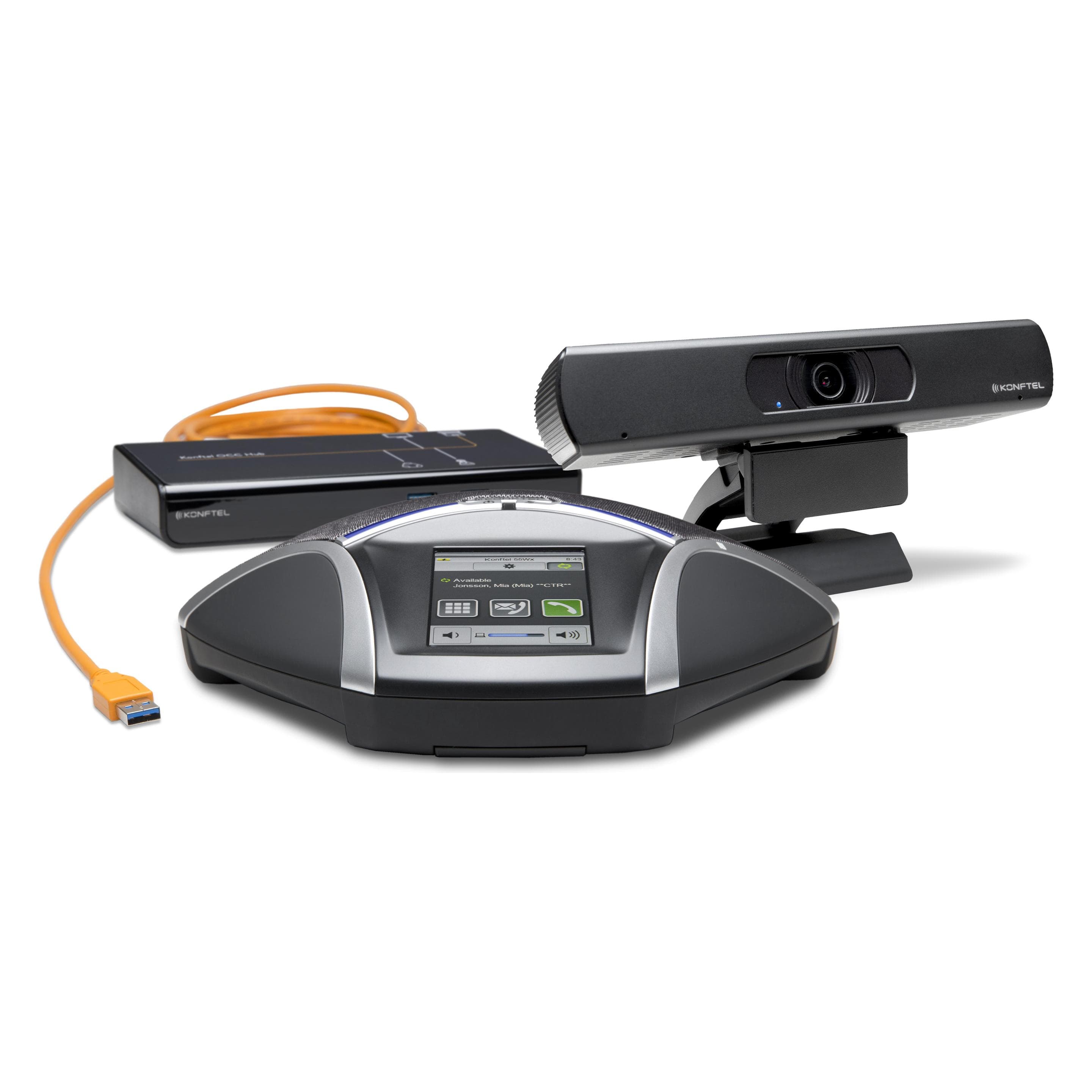 Konftel C2055Wx Videokonferenzsystem für bis zu 12 Personen bestehend aus CAM20 55Wx und HUB, Konferenzgerät, Schwarz