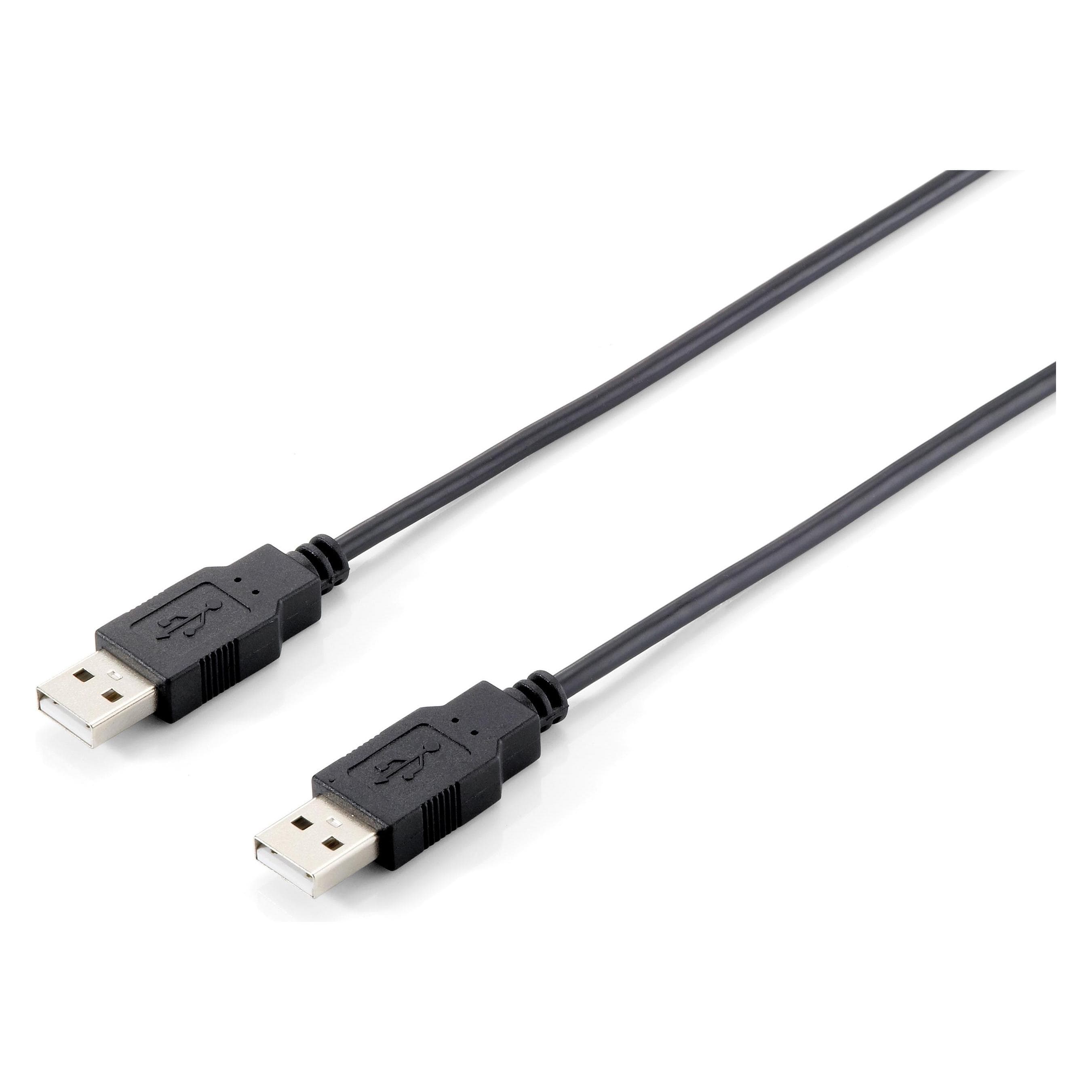 equip USB 2.0 Kabel A->A 180cm S/S schwarz (1.80 m, USB 2.0), USB Kabel