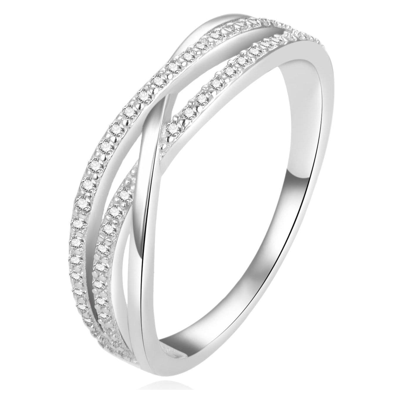 Beneto, Ring, Okozlující stŠ™íbrný prsten se zirkony AGG446L - Circuit: 52 mm (L), (52)