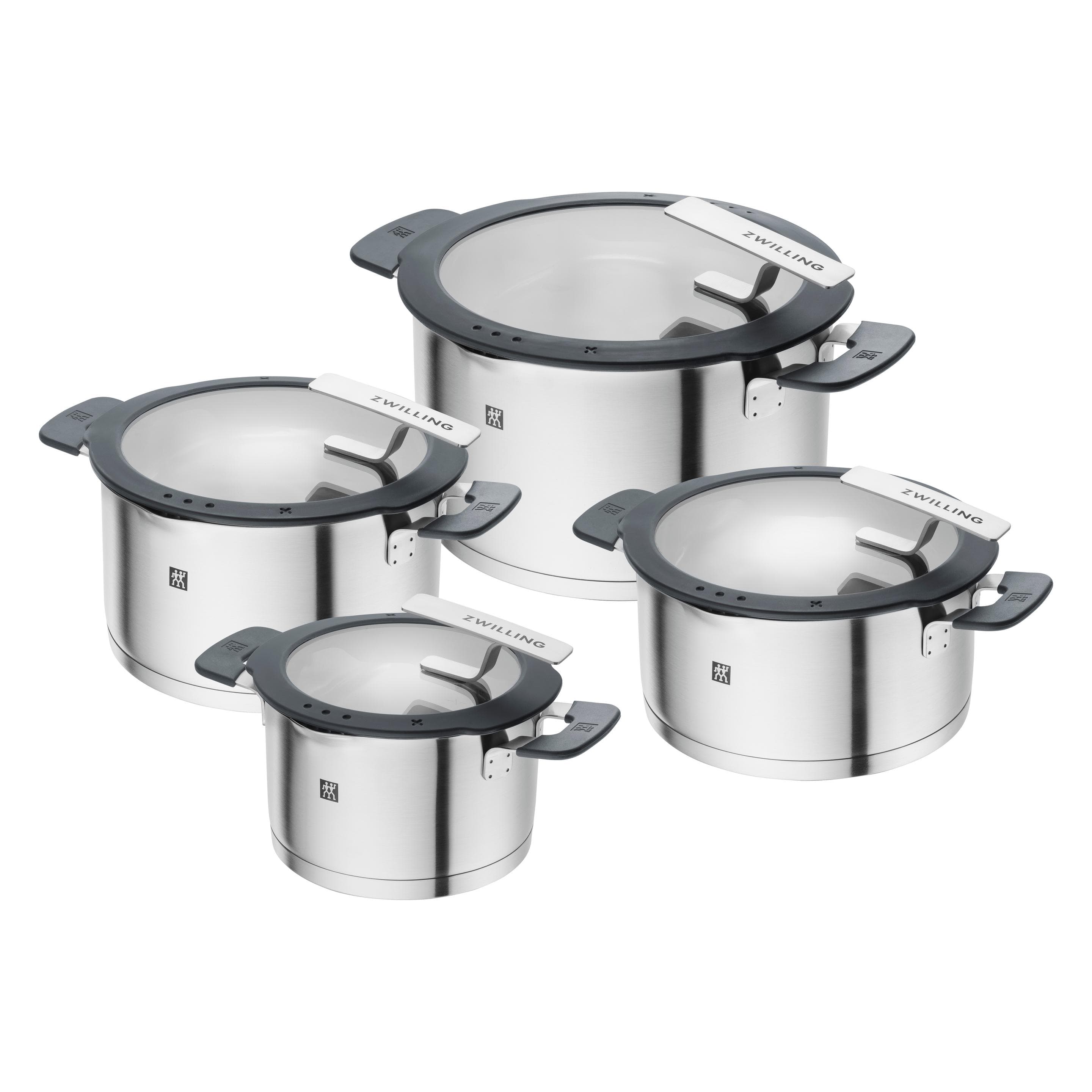 Zwilling 1009149 Simplify Edelstahl-Kochtopfset, Pfanne + Kochtopf, Silber, Schwarz