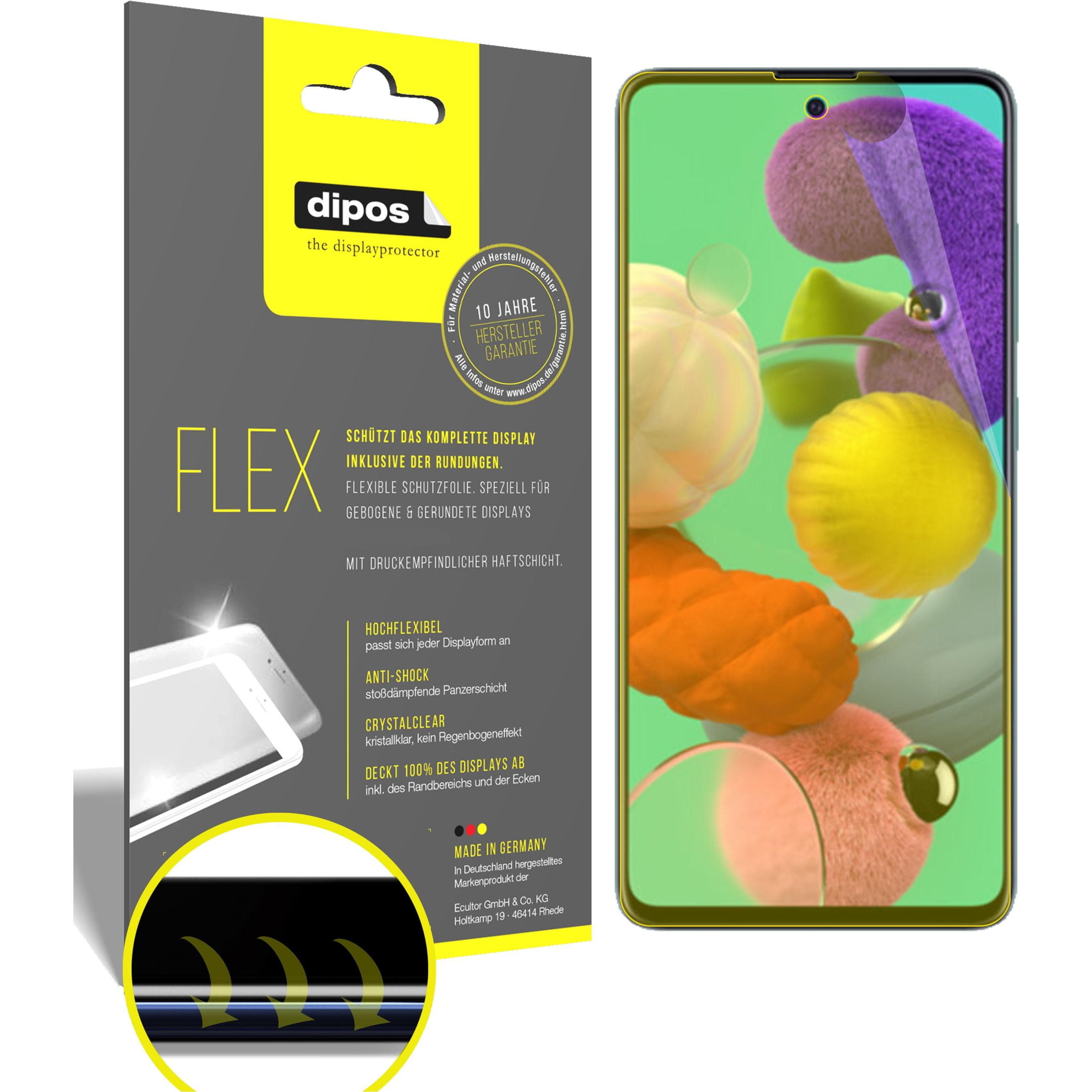 Dipos Displayschutzfolie Full-Cover 3D (2 Stk., Samsung Galaxy A51 5G), Smartphone Schutzfolie, Transparent