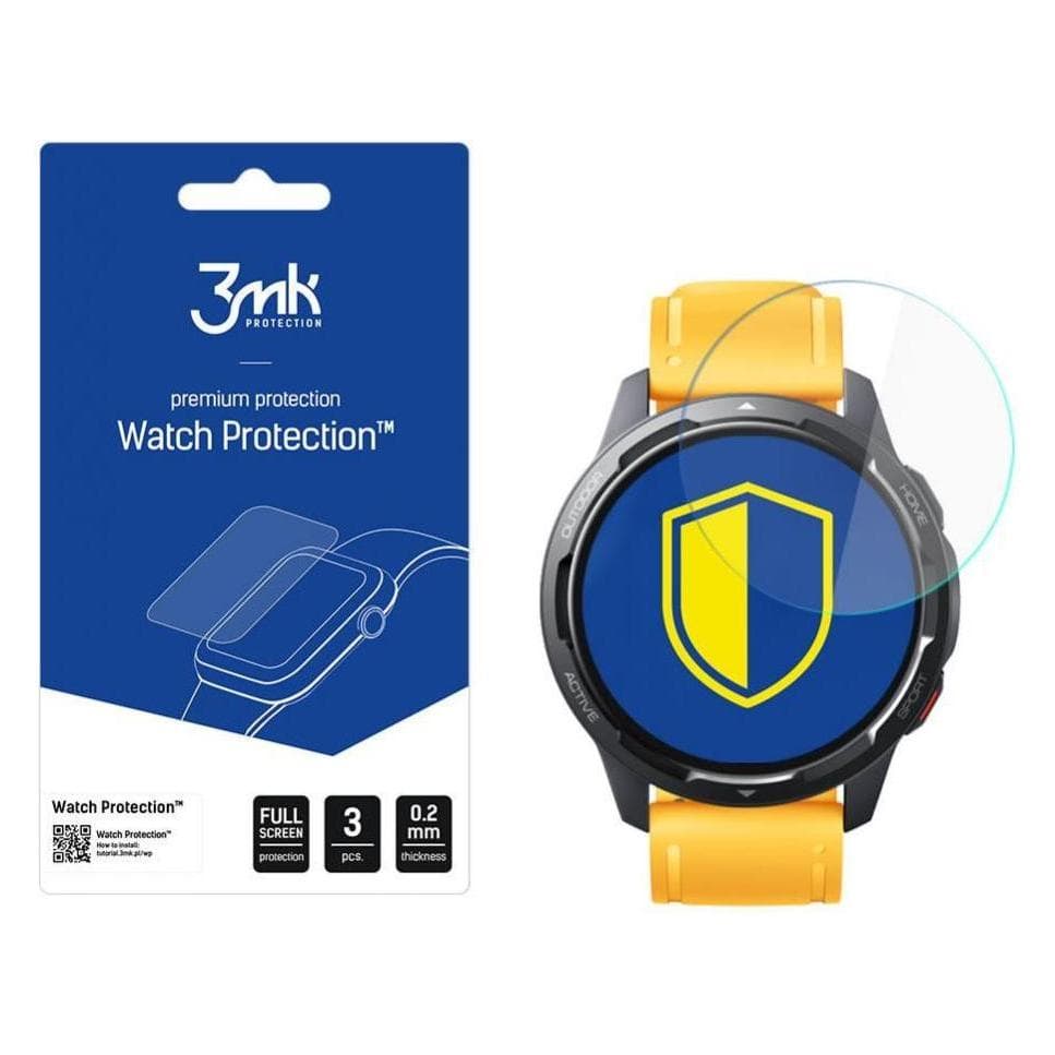 3MK hybrid glass Watch Protection FG for Xiaomi Watch S1 Active, Smartwatch Schutzfolie, Transparent