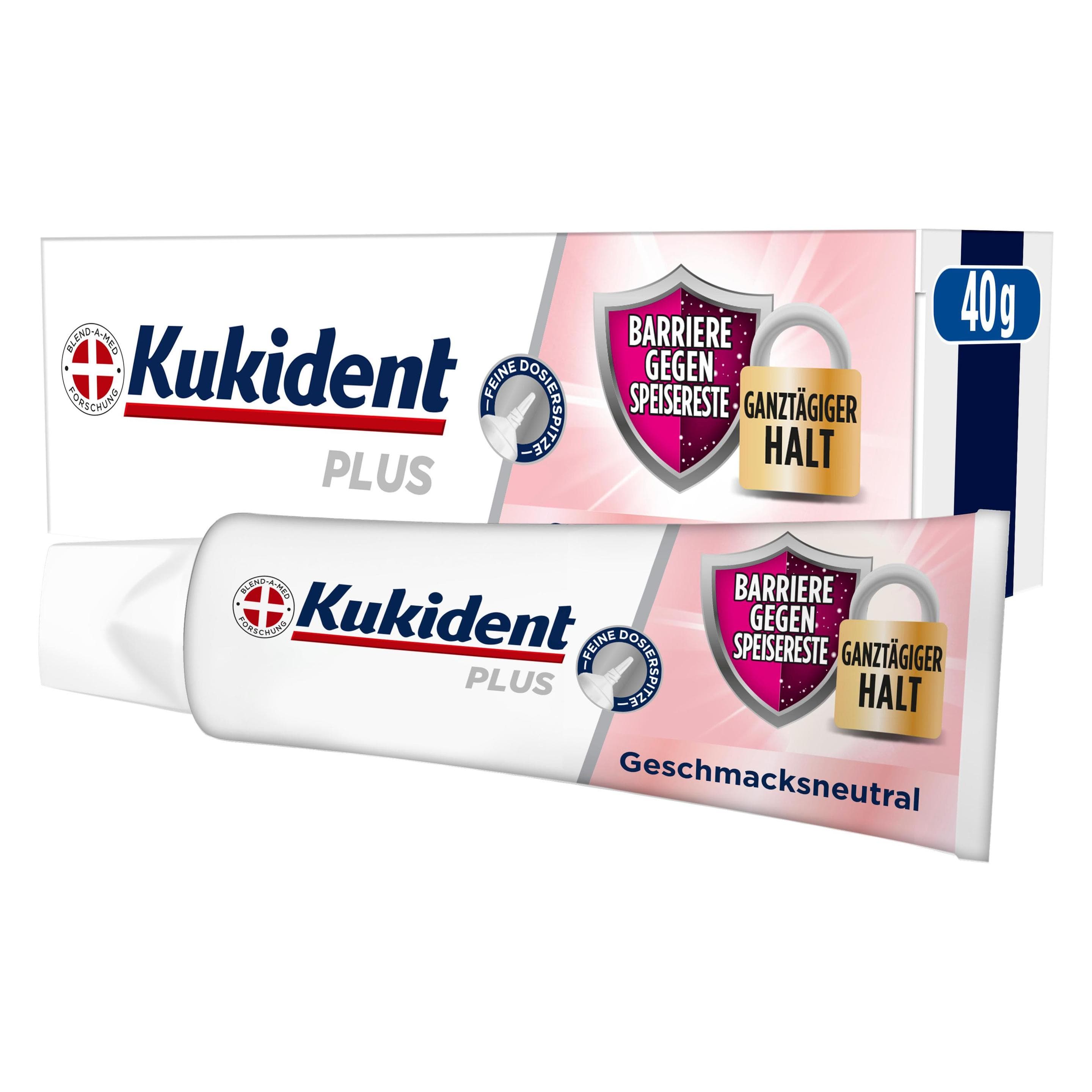 Kukident, Zahnpasta, Plus Barriere gegen Speisereste Geschmacksneutral 40G Haftcreme