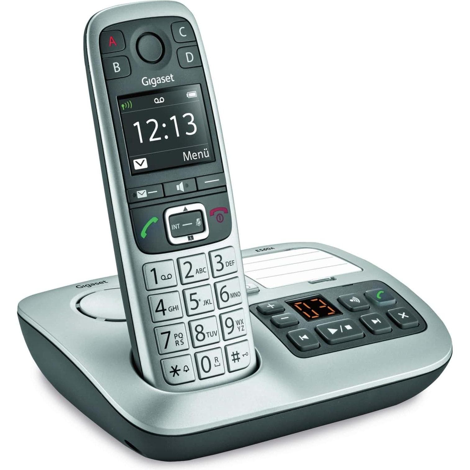 Gigaset E560A ( DE-Version), Telefon, Schwarz, Silber