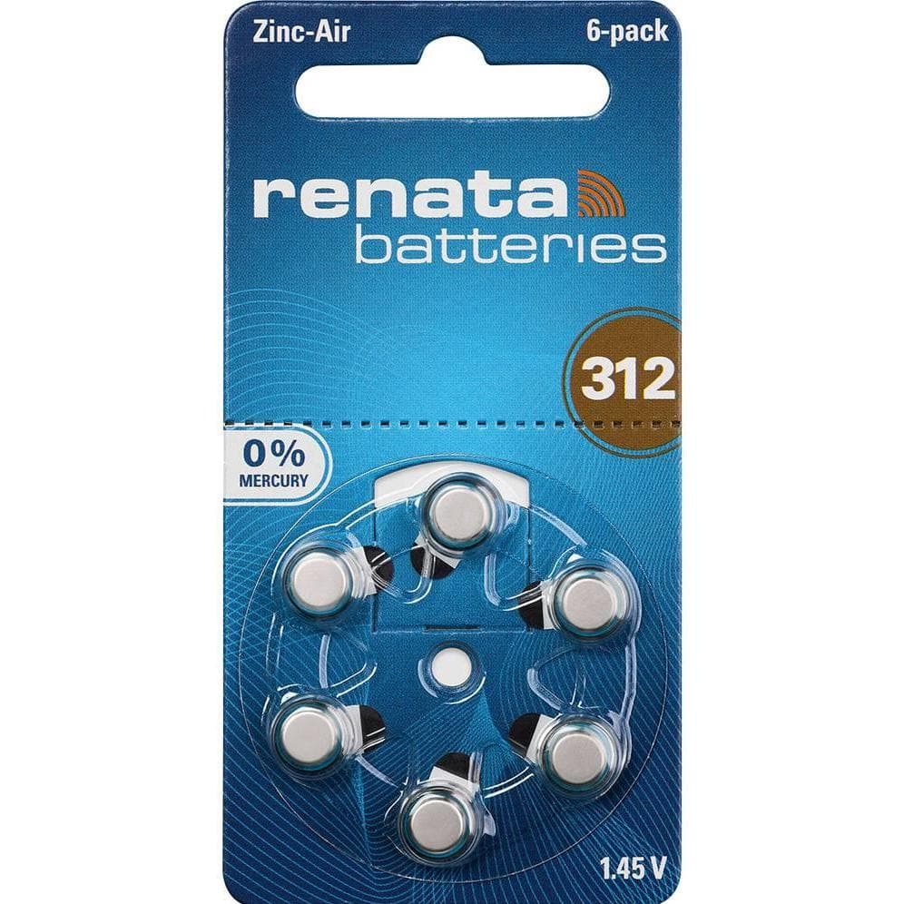 Renata Hörgeräte-Batterien ZA312.DP6 0%HG (6 Stk., A312, 165 mAh), Batterien + Akkus