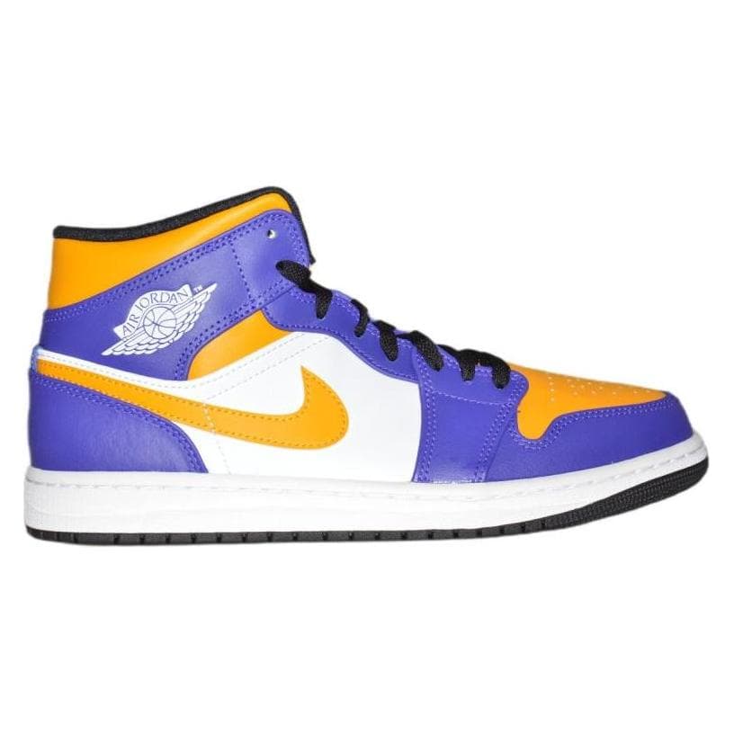 Air Jordan, Herren, Sneakers, 1 MID Sneakers Los Angeles Lakers LA - DQ8426-517, Weiss, Violett, Gelb, (44.5)