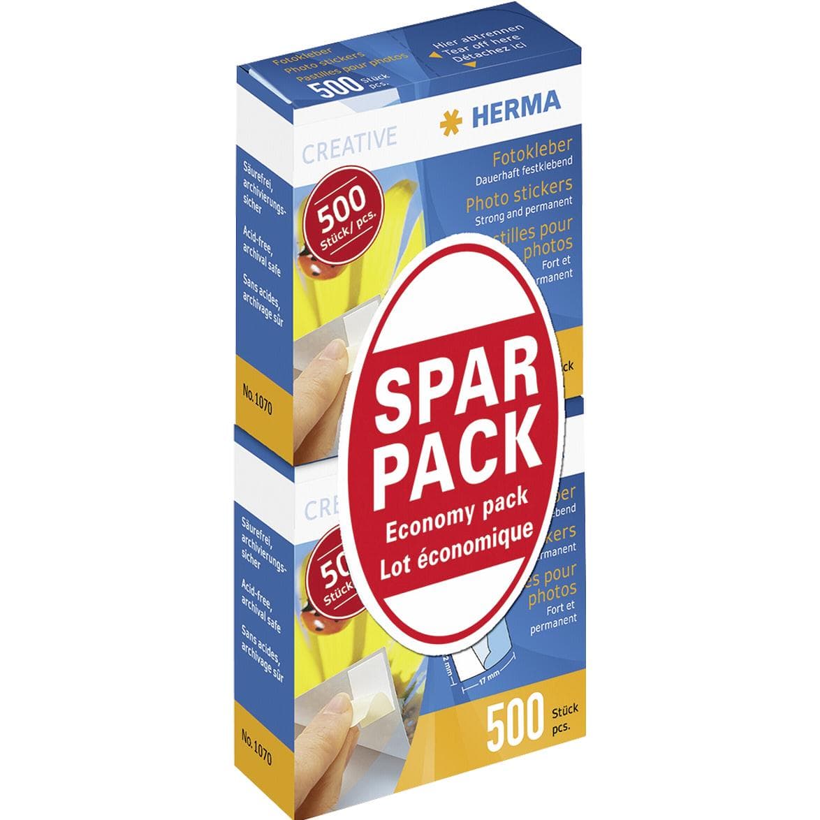 HERMA, Fotokleber + Posterkleber, 1x20 Fotokleber Doppelpack 2x500 St. Sparpack im Display