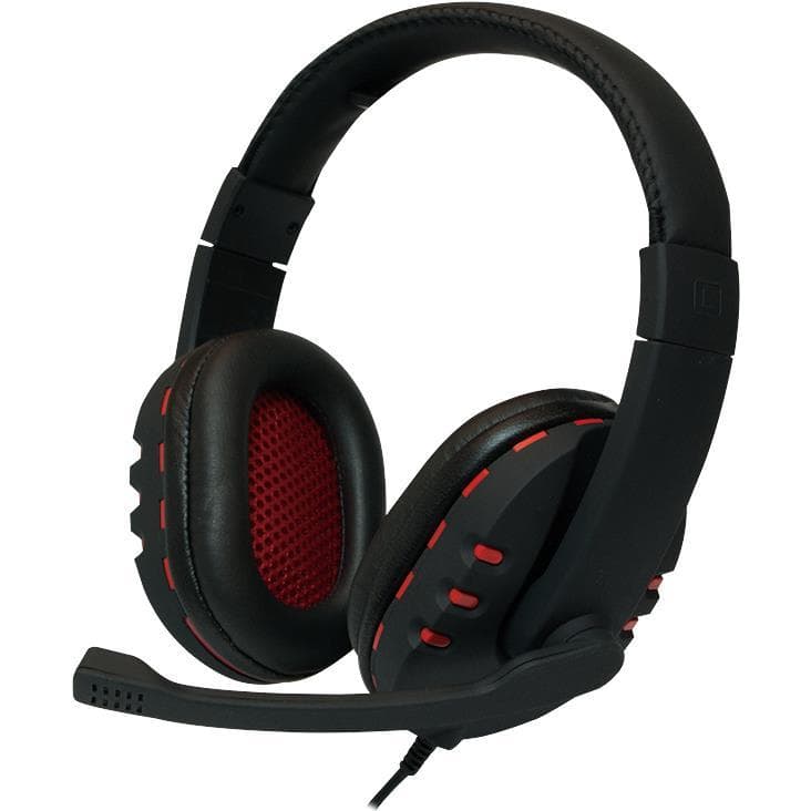 LogiLink Stereo Quality (Kabelgebunden), Gaming Headset, Schwarz, Rot