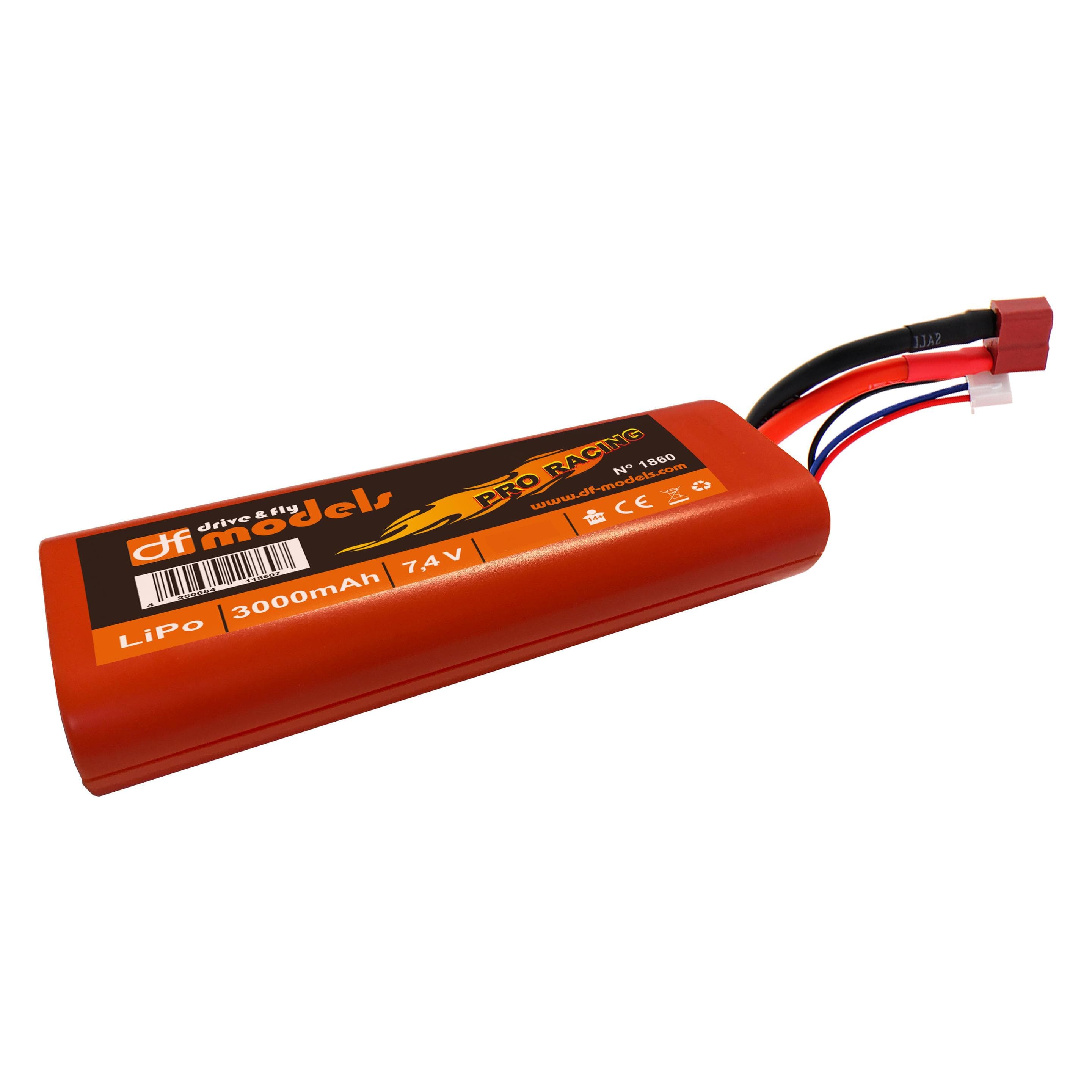 DF-Models LiPo Pack 2S - 7,4 Volt - 3000mAh, 45C - rund (3000 mAh, 7.40 V)