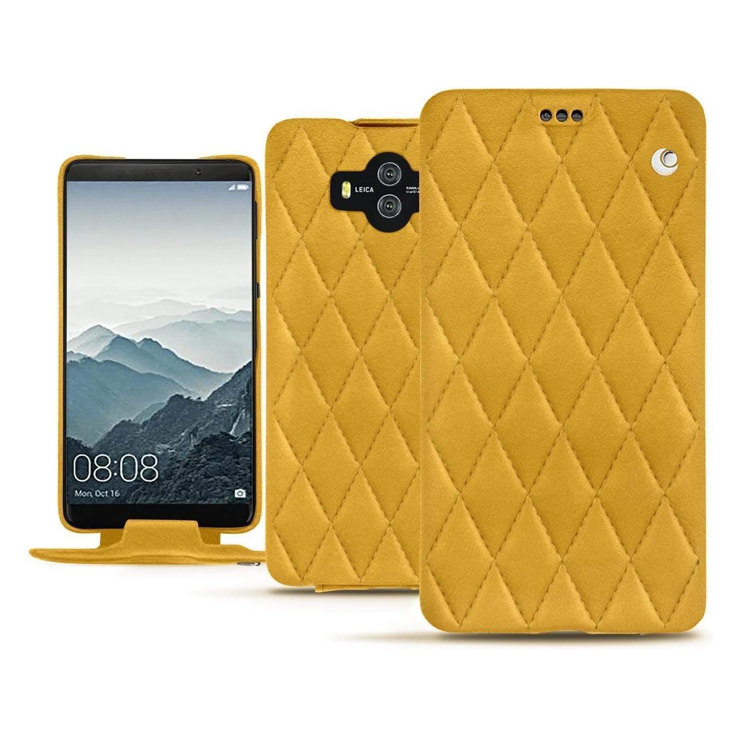 Noreve Lederschutzhülle vertikal (Huawei Mate 10), Smartphone Hülle, Gelb