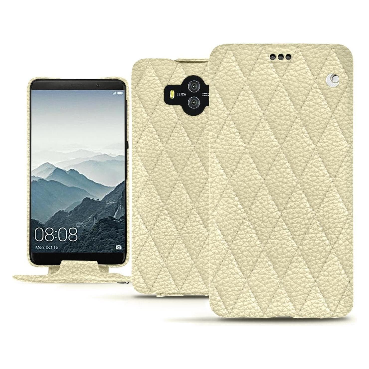 Noreve Lederschutzhülle vertikal (Huawei Mate 10), Smartphone Hülle, Weiss