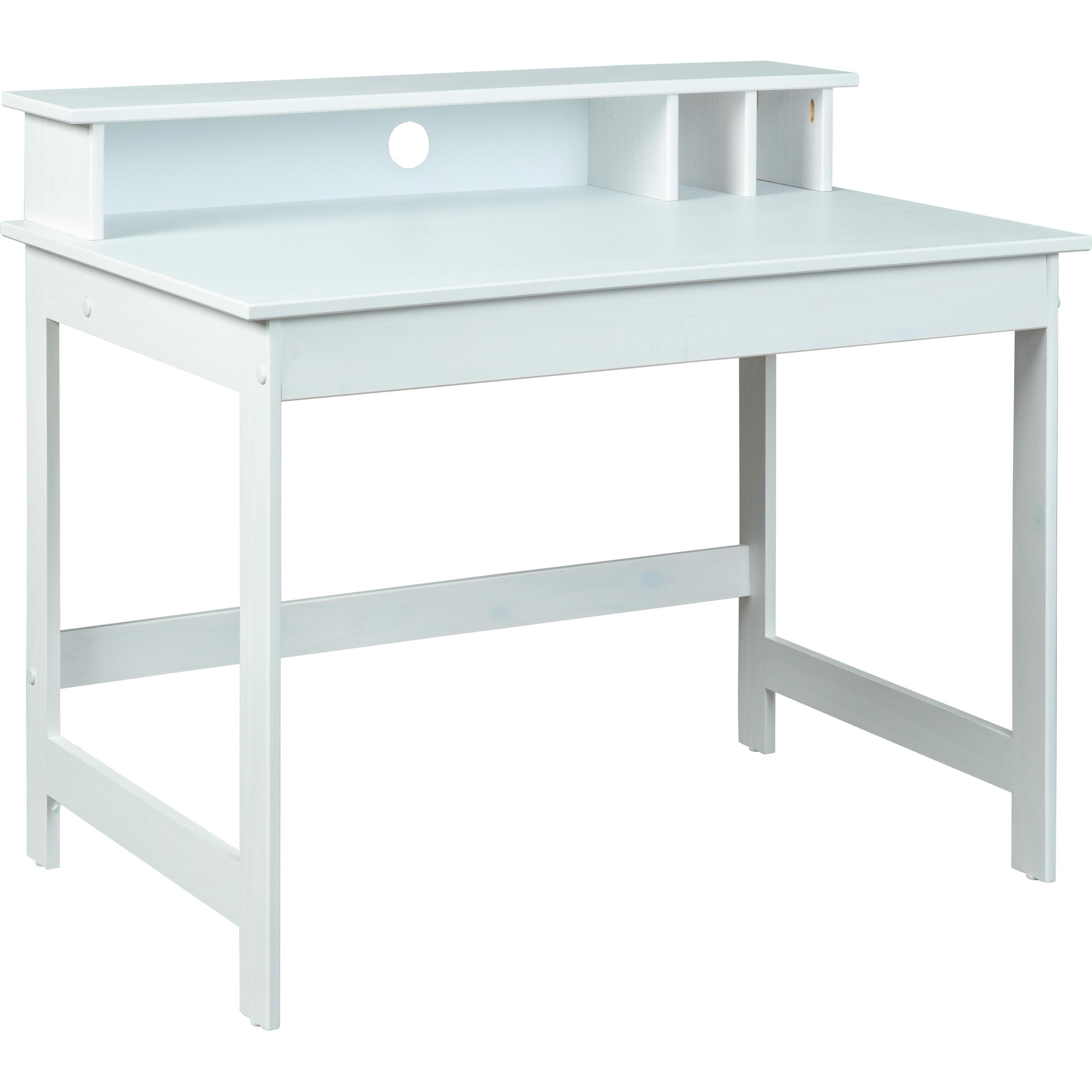 Inter Link, Schreibtisch, Schreibtisch Hilary massiv weiss lackiert (110 x 69 x 91 cm)
