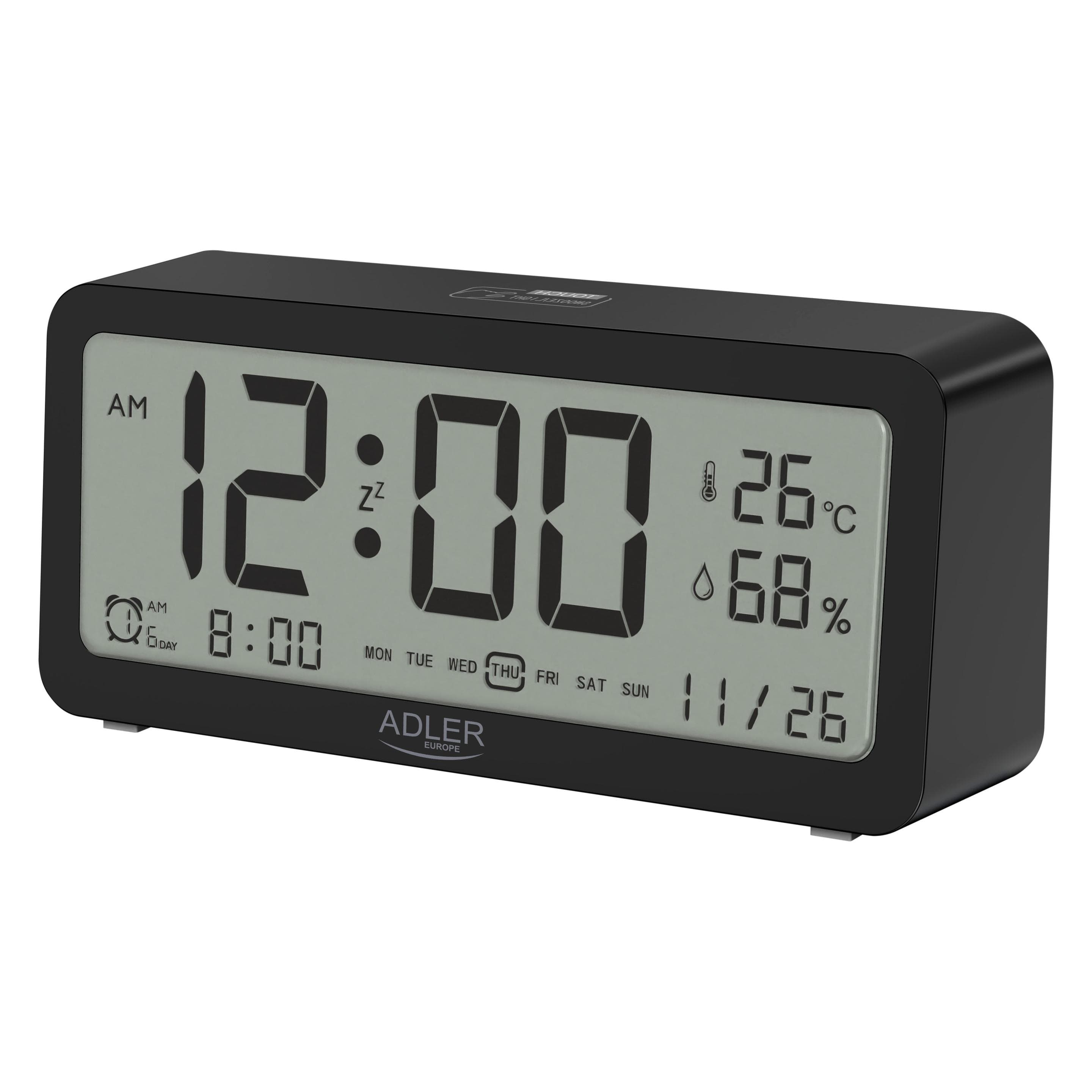 Adler, Wecker, Wecker Anzeige 1195b Black, Alarmunk
