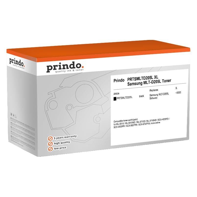 Prindo, Toner, kompatibel mit Samsung MLT-D205L (BK)