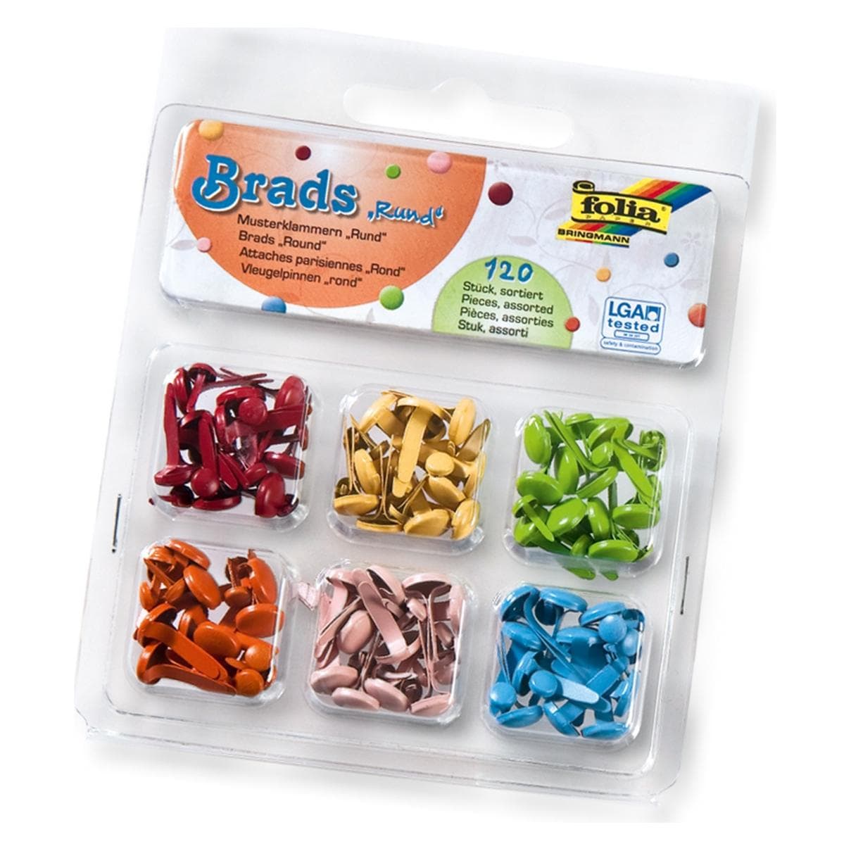 Folia, Bastelpapier, Brads rund, 120St. (120x)