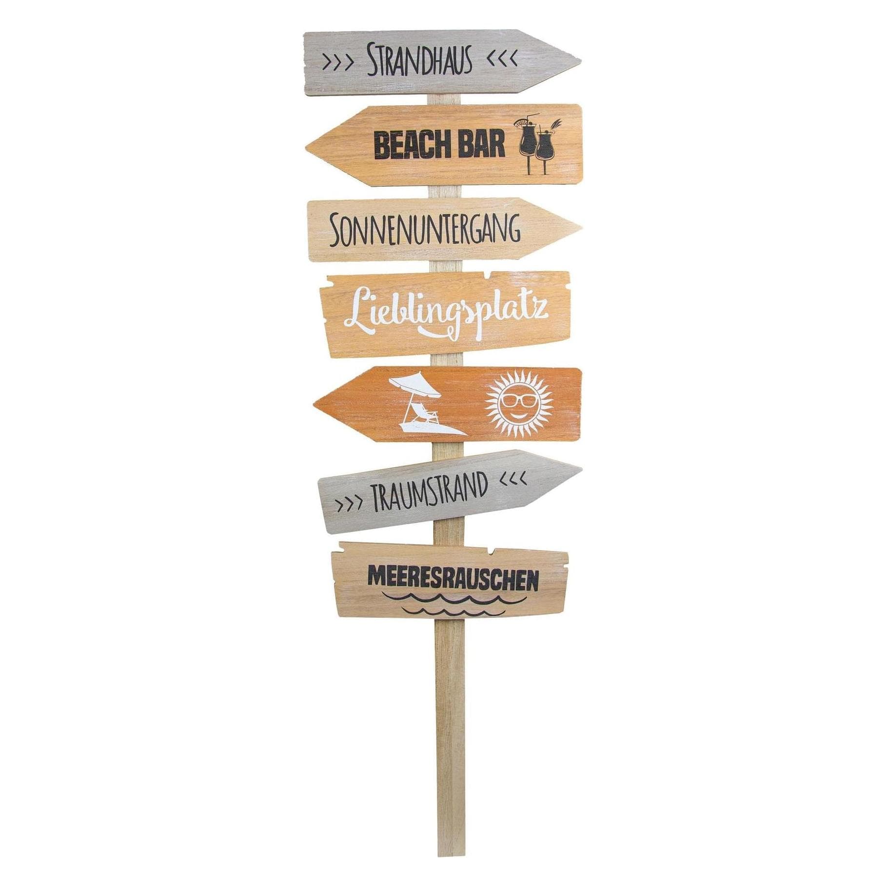 Riffelmacher, Wanddeko, Schild mit Schrift Strandhaus 80 cm, Braun