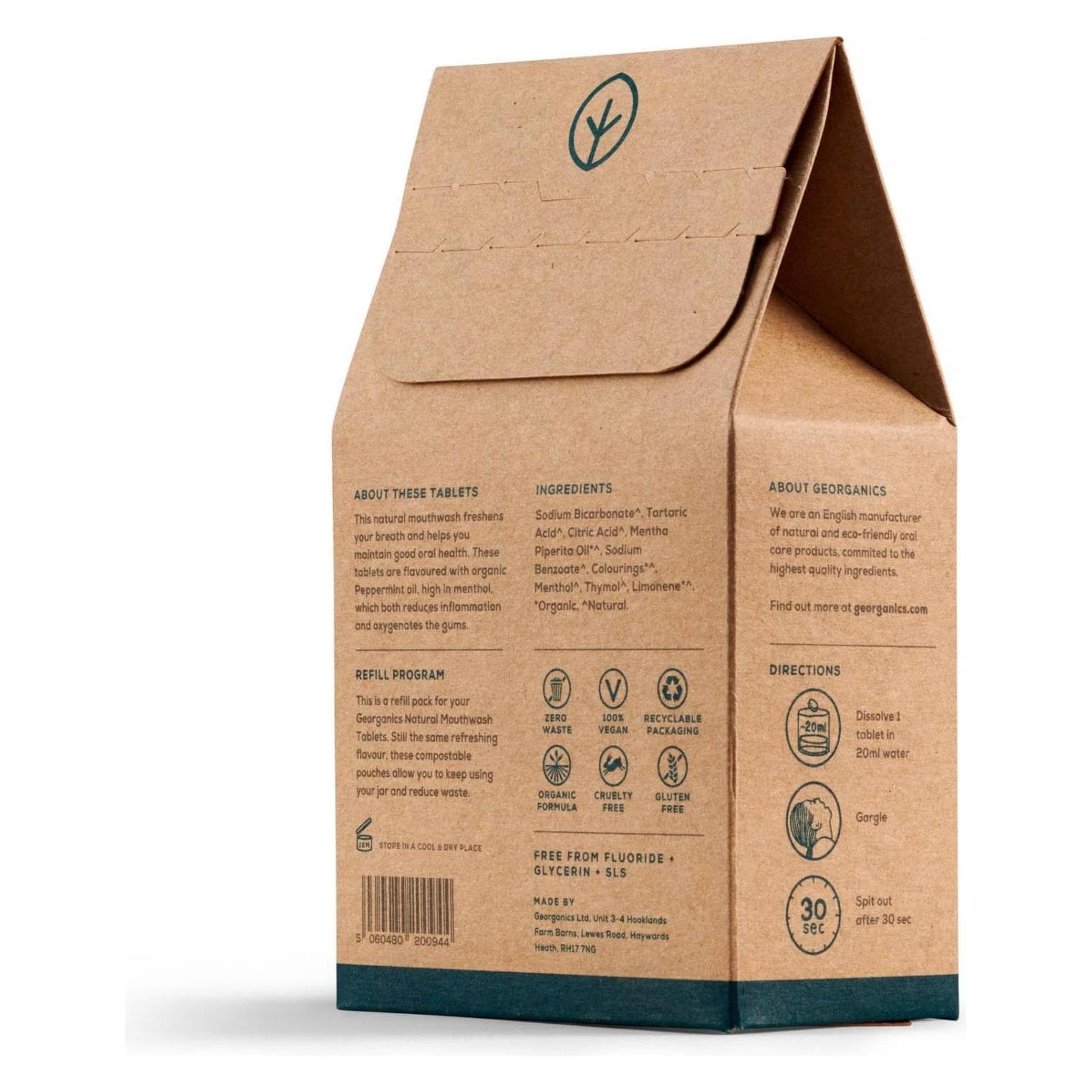 Georganics, Mundspülung, Mundspülungs-Tabletten Nachfüllpackung- Pfefferminze (Mundspülung)
