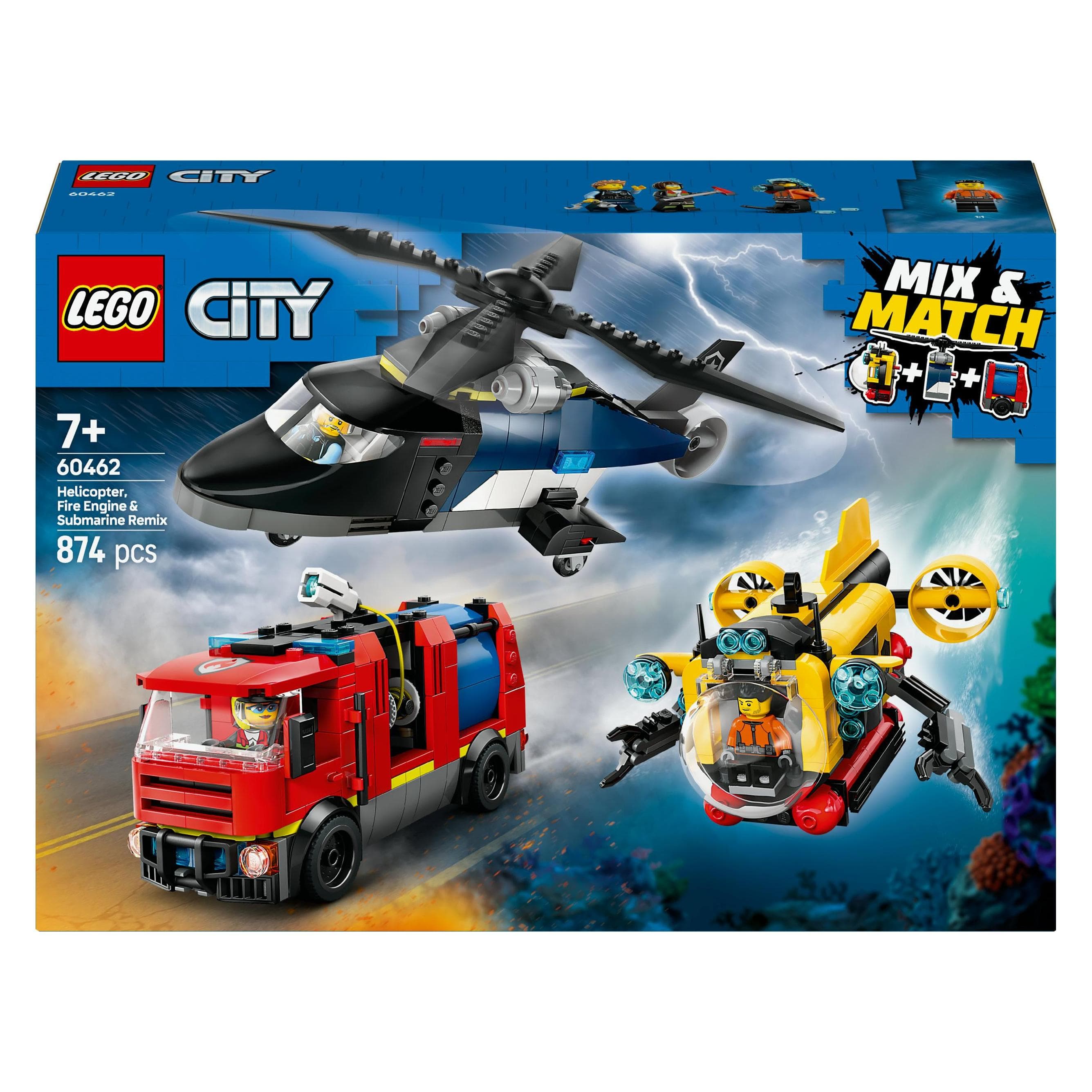 LEGO Kombinationsset mit Hubschrauber, Löschauto und U-Boot (LEGO City)