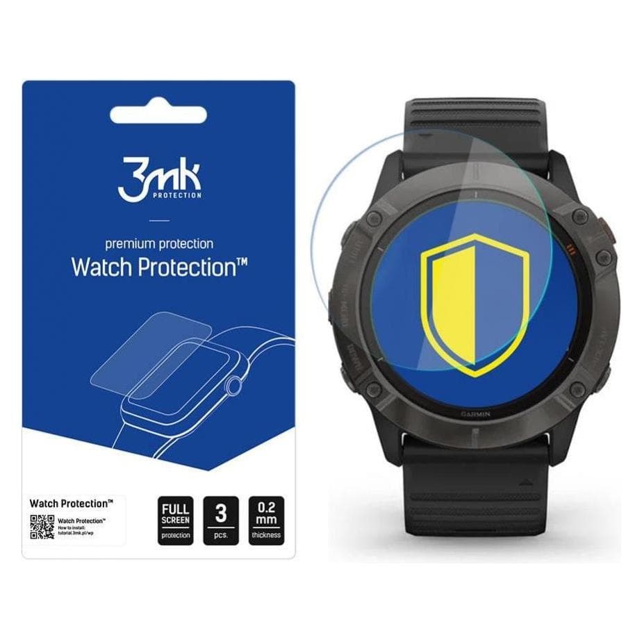 3MK hybrid glass Watch Protection FG for Garmin Fenix 6X Pro, Smartwatch Schutzfolie