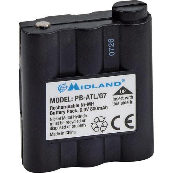 Midland PB-ATL/G7 - Batterie/Akku - Schwarz - G7 G9 - Nickel-Metallhydrid (NiMH) - 800 m, Walkie Talkie Zubehör