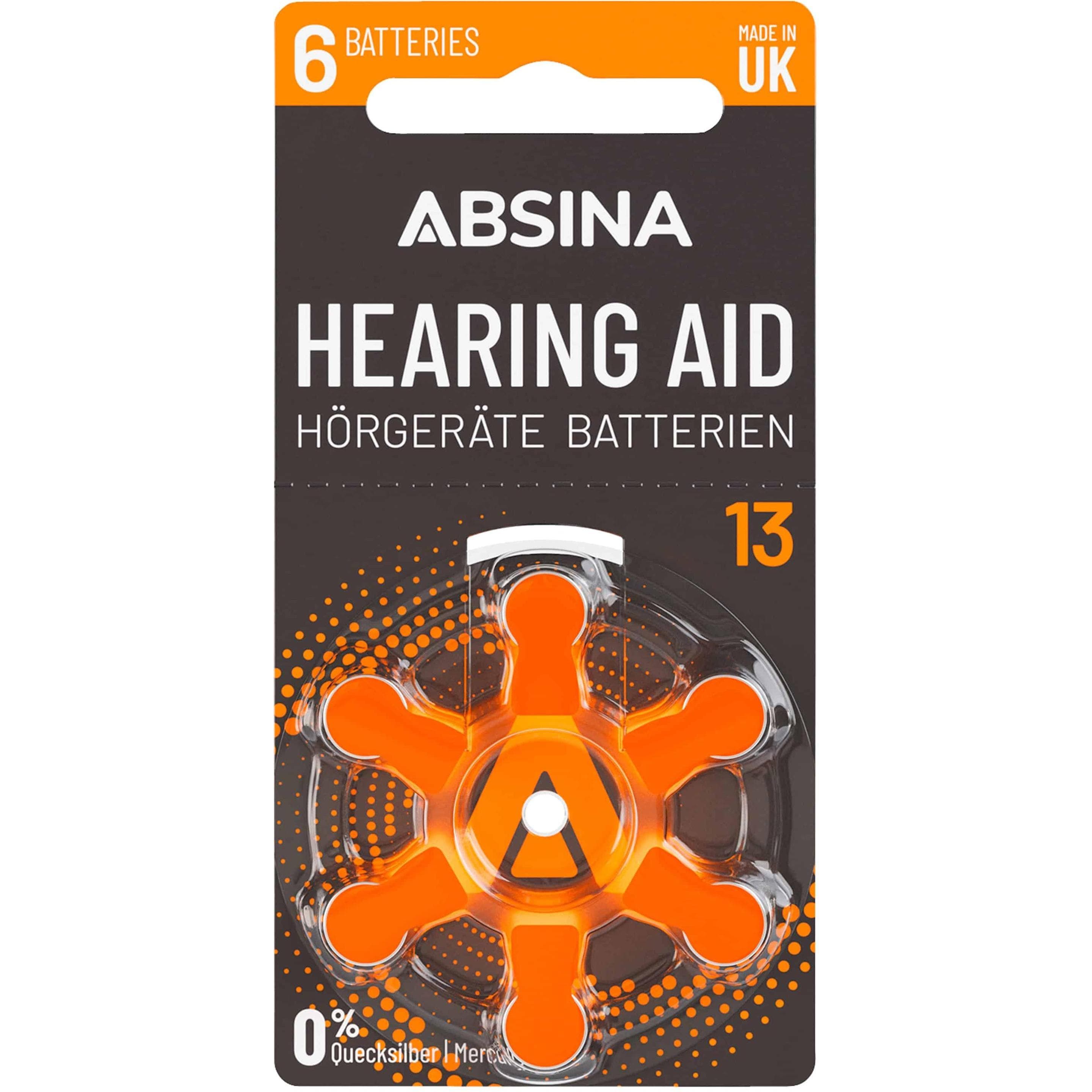 Absina PR48 Hörgerätebatterie ZA 13 Zink-Luft 1.4 V 6 St. (6 Stk., ZA13 GP), Batterien + Akkus