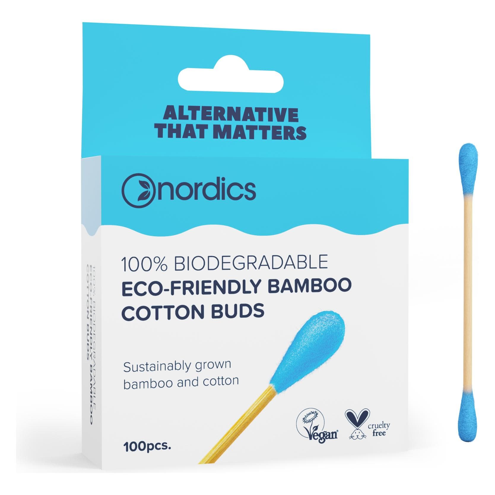 Nordics, Wattestäbchen, Bamboo Cotton Buds Bamboo Sticksue 100 Pcs.