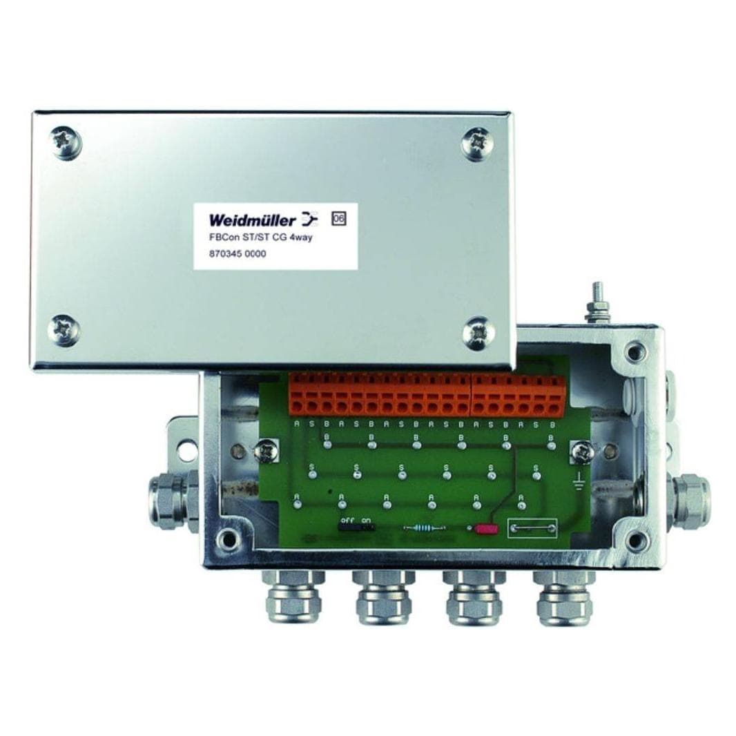 Weidmüller Standardverteiler FBCON SS CG 4WAY Inhal, Elektronikkabel + Stecker, Silber