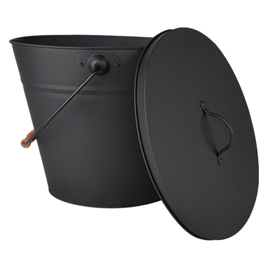 FireFix, Zubehör Kerzen + Kamin, Mehrzweckeimer schwarz mit Deckel 12,5 l oval mit Holzgriff