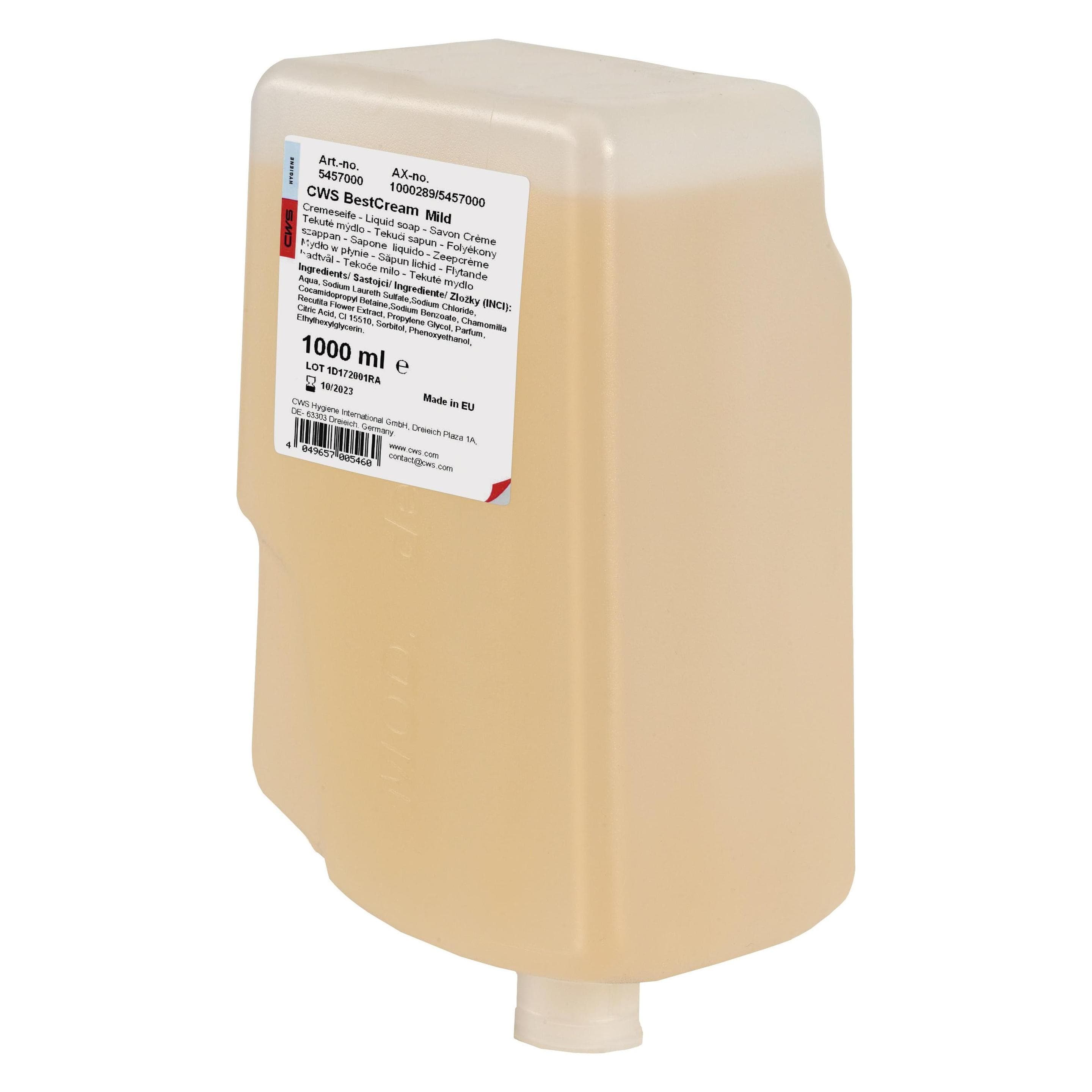 CWS, Handseife, ParadiseLine Best Cream Mild Seifencreme 1000ml, 12er Pack (Flüssigseife, 1000 ml)