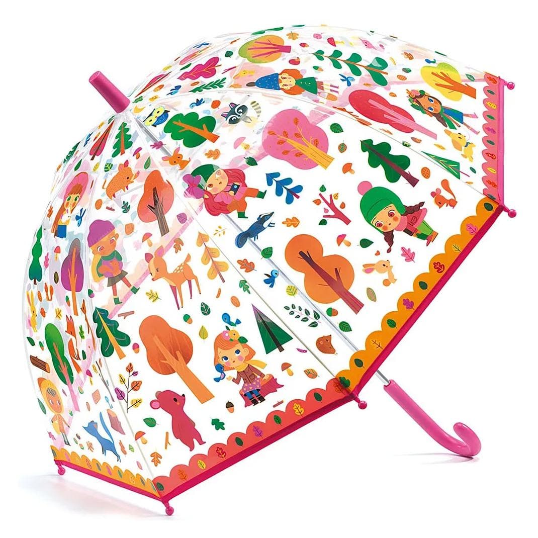 Djeco, Unisex, Regenschirm, Regenschirm Wald 70x68cm, Mehrfarbig