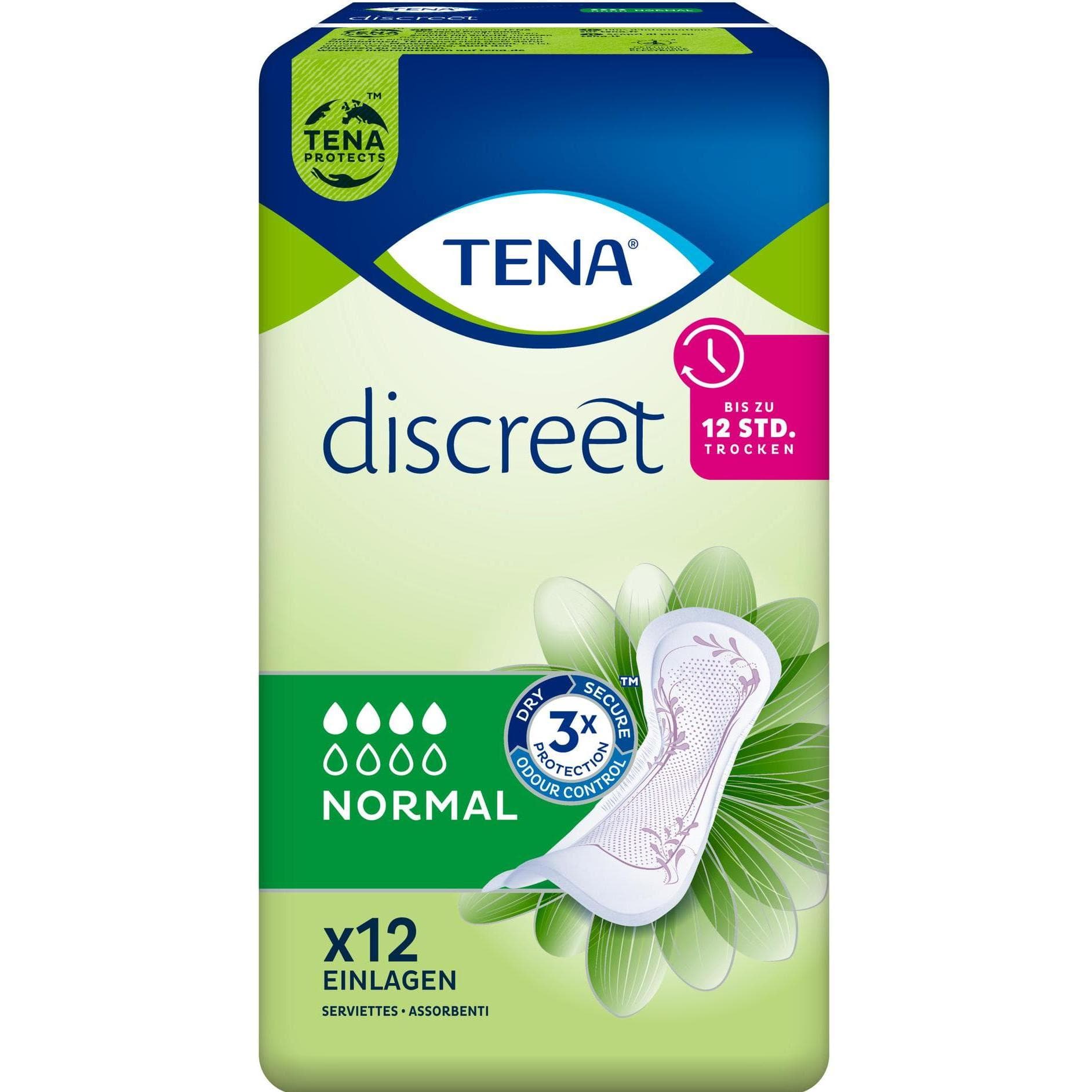 Tena, Inkontinenzhygiene, Inkontinenz Einlagen Discreet Normal 12 Stück (12x, Normal)