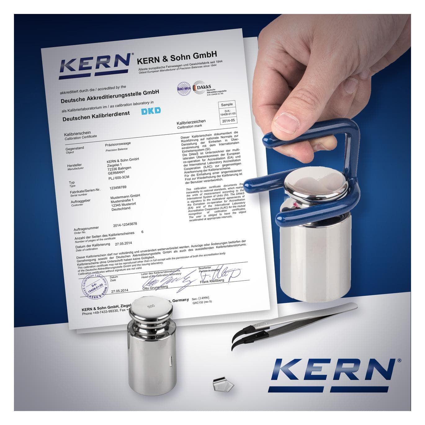 Kern, Feinwaage, Kalibrierung