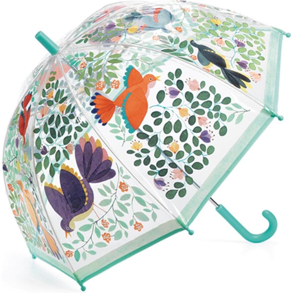 Djeco, Unisex, Regenschirm, Regenschirm Blumen und Vögel 70x68cm, Mehrfarbig