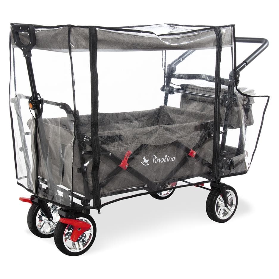 Pinolino Klappbollerwagen „AddPlus” mit Bremse, grau meliert, inkl. Regenschutz