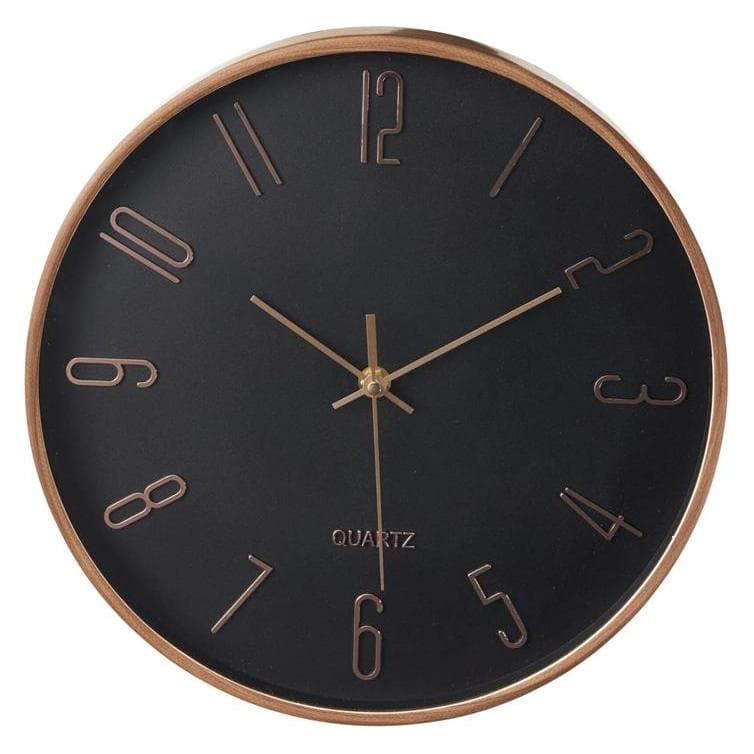 Segnale, Wanduhr, Zegar ścienny z obramowaniem w kolorze drewna, czarny, Ø 30,5 cm (30.50 cm)