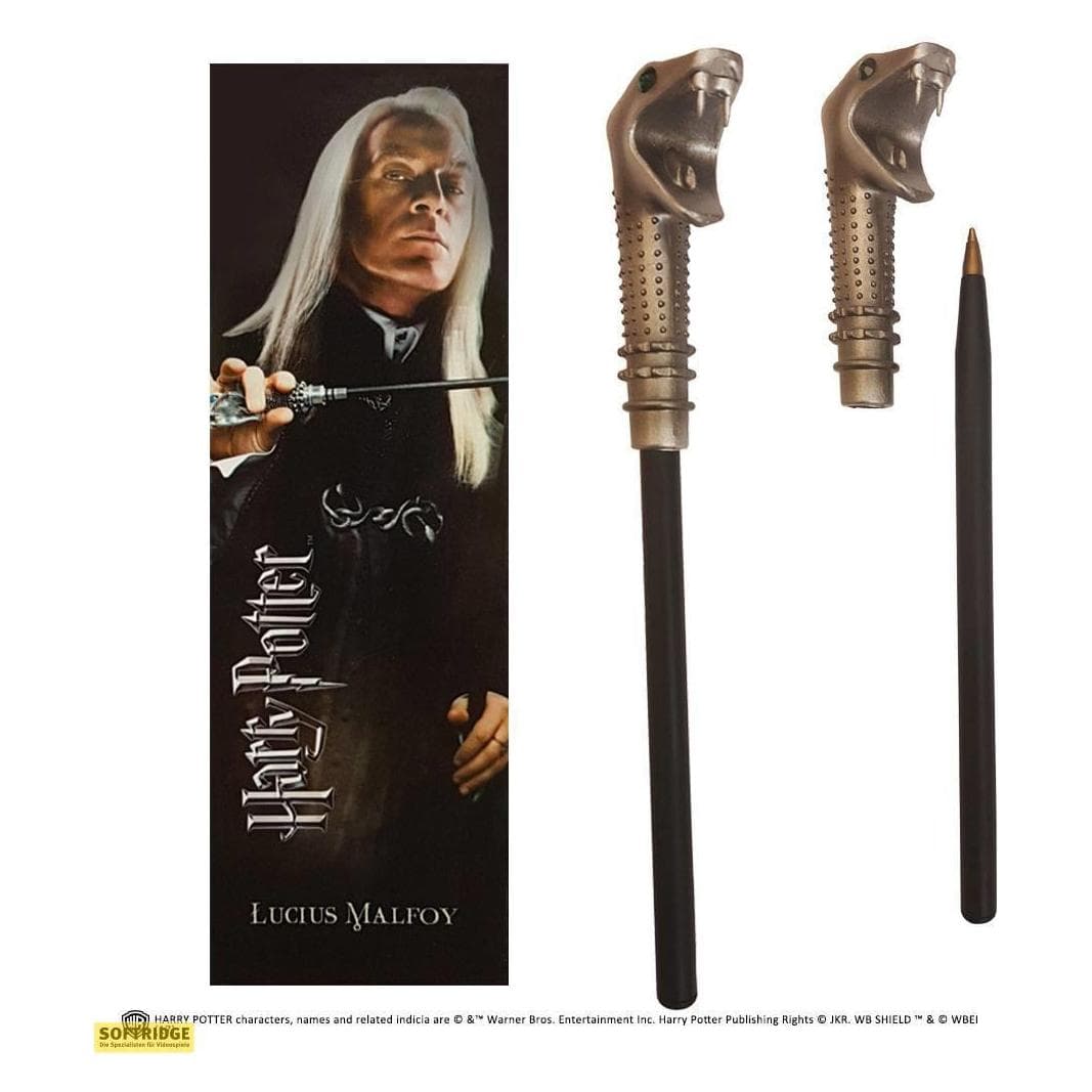 Noble Collection Harry Potter - Set Penna e Segnalibri Lucius Malfoy, Weiteres Gaming Zubehör, Gold, Schwarz
