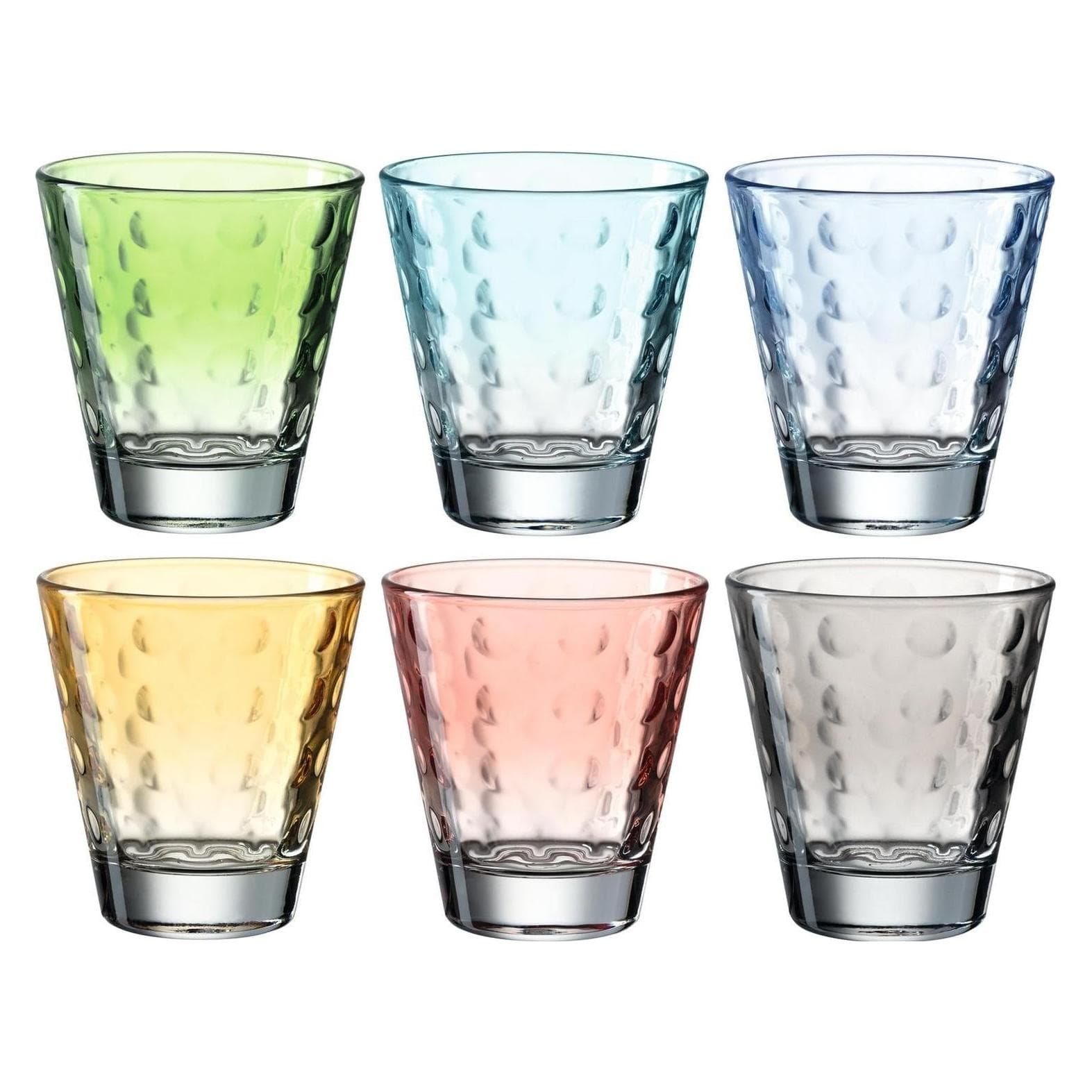Leonardo Trinkglas Optic Pastell 215 ml, 6 Stück, Mehrfarbig, Trinkgläser, Mehrfarbig