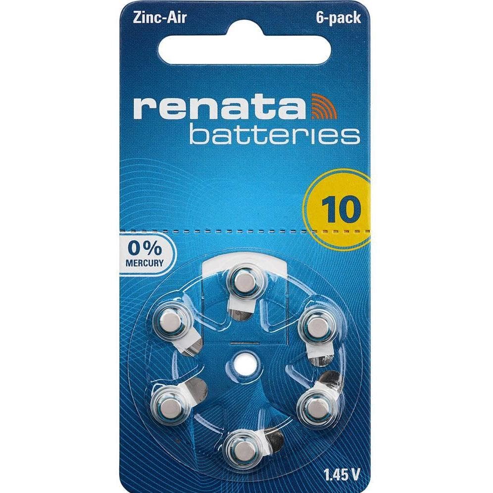 Renata Hörgeräte-Batterien ZA10.DP6 0%HG (6 Stk., 10, 105 mAh), Batterien + Akkus