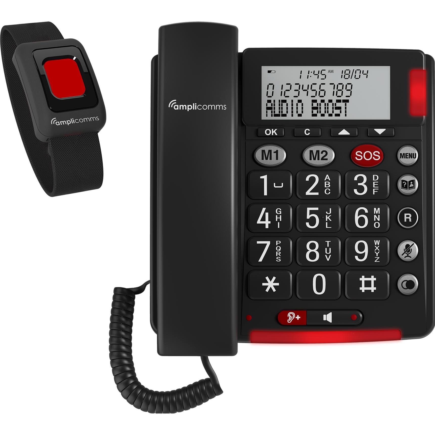 amplicom BigTel 50 Alarm Plus Notrufarmband Duo, Telefon, Grau