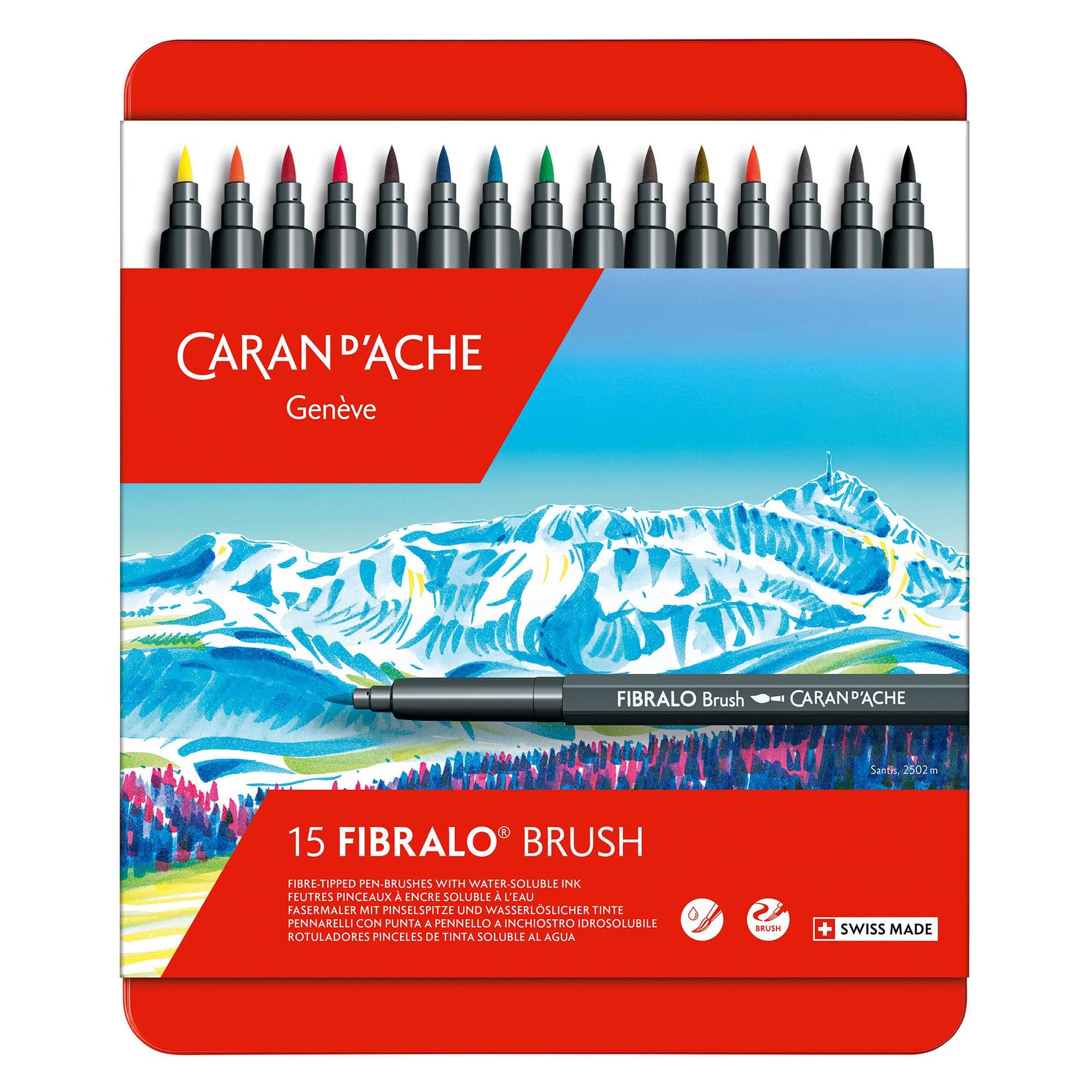 Caran d'Ache, Malstifte, Fibralo Brush Metallschachtel (15x)