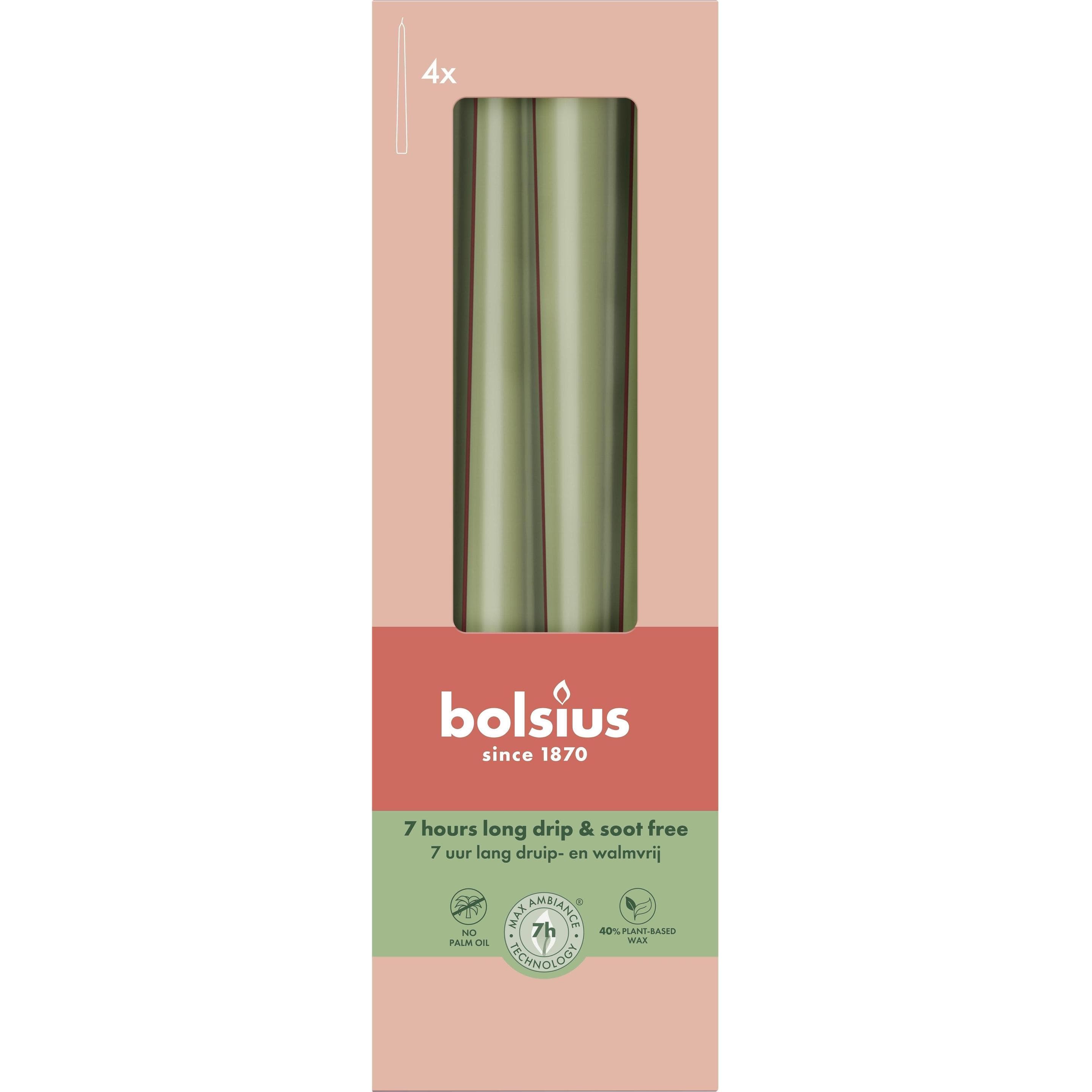 Bolsius, Kerzen, Spitzkerze 24,5x2,4 olive 4St (4 Stk.)