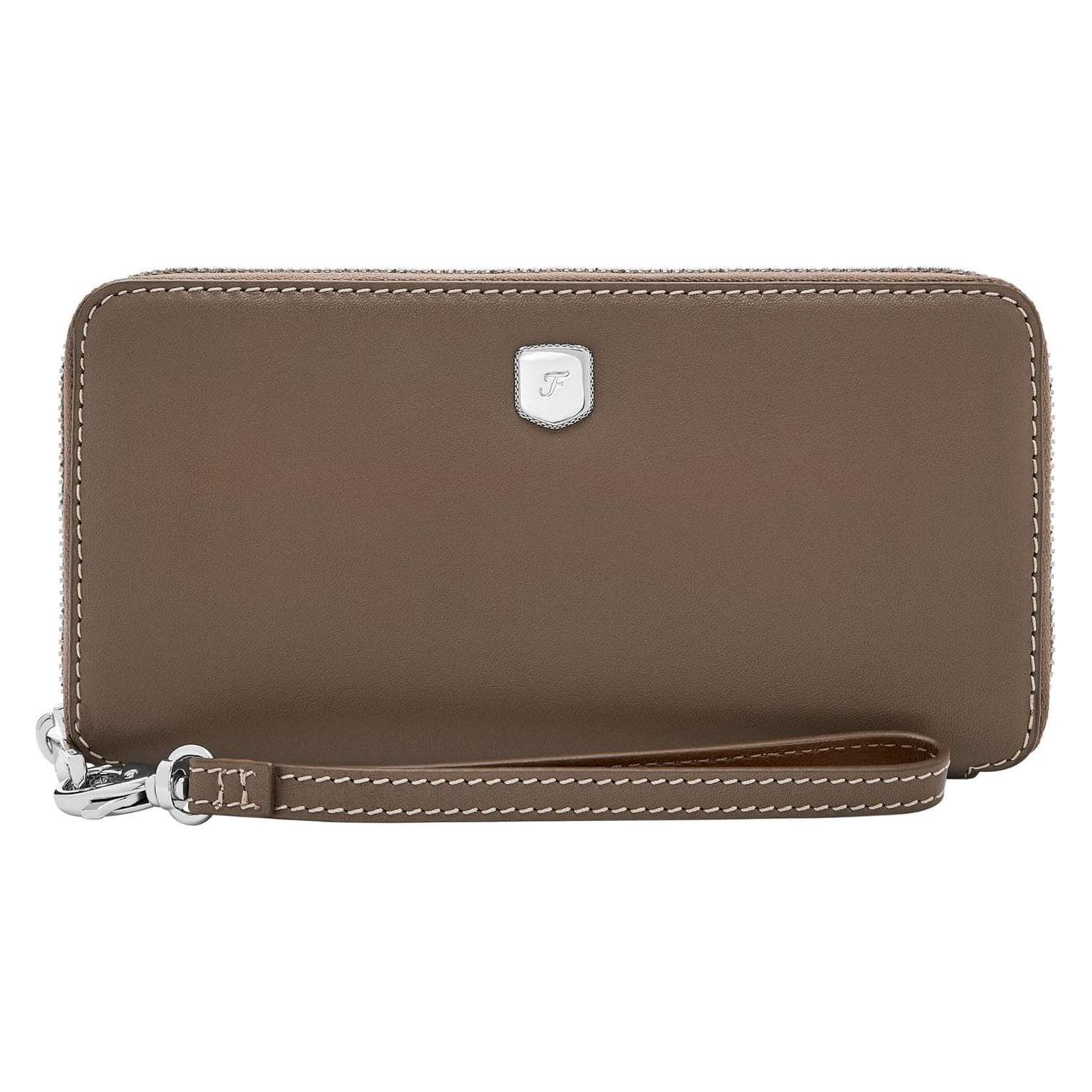 Fossil, Damen, Portemonnaie, Lennox Leren Nylon Handtas mit Zip Continental Portemonnee und Ritsvak, Braun
