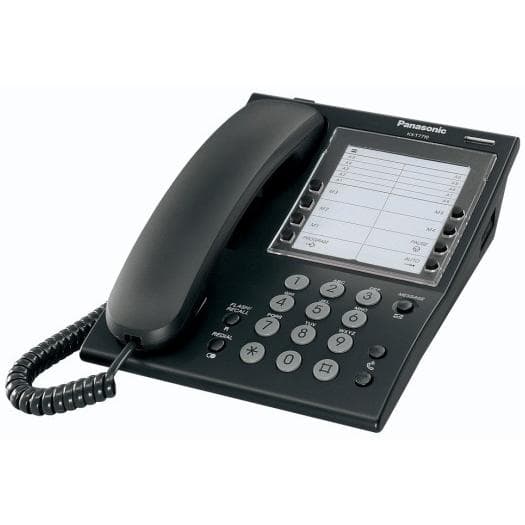 Panasonic KX-T7710NE-B Analoges Endgerät schwarz mit Systemfunktionen progr. Tasten für Nummern und Funkt...., Telefon, Schwarz