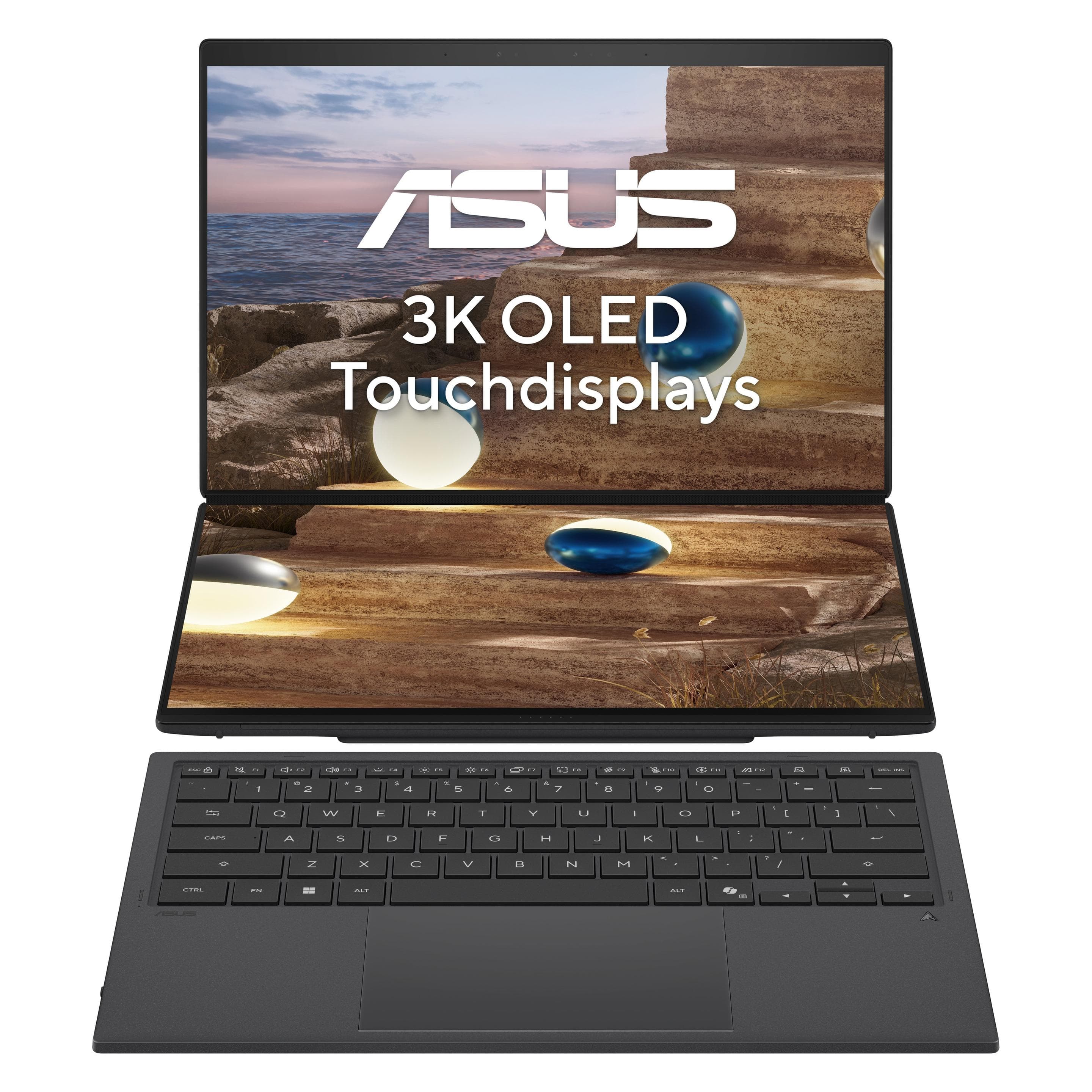 ASUS Zenbook Duo (14", 1000 GB, 32 GB, DE, Intel Core Ultra 9 386H), Notebook, Grau