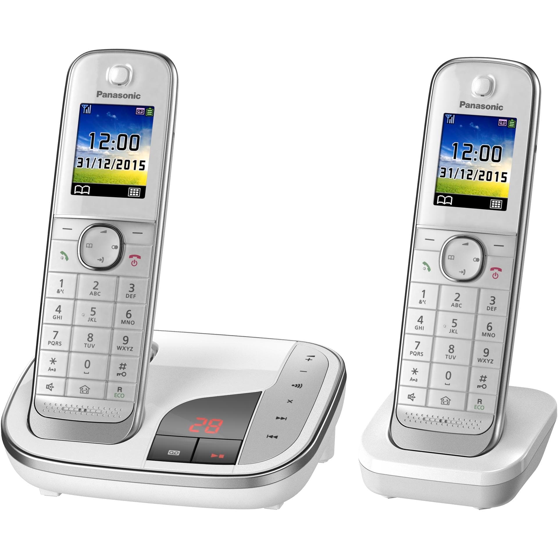 Panasonic KX-TGJ322GW, Telefon, Schwarz, Weiss, Rot