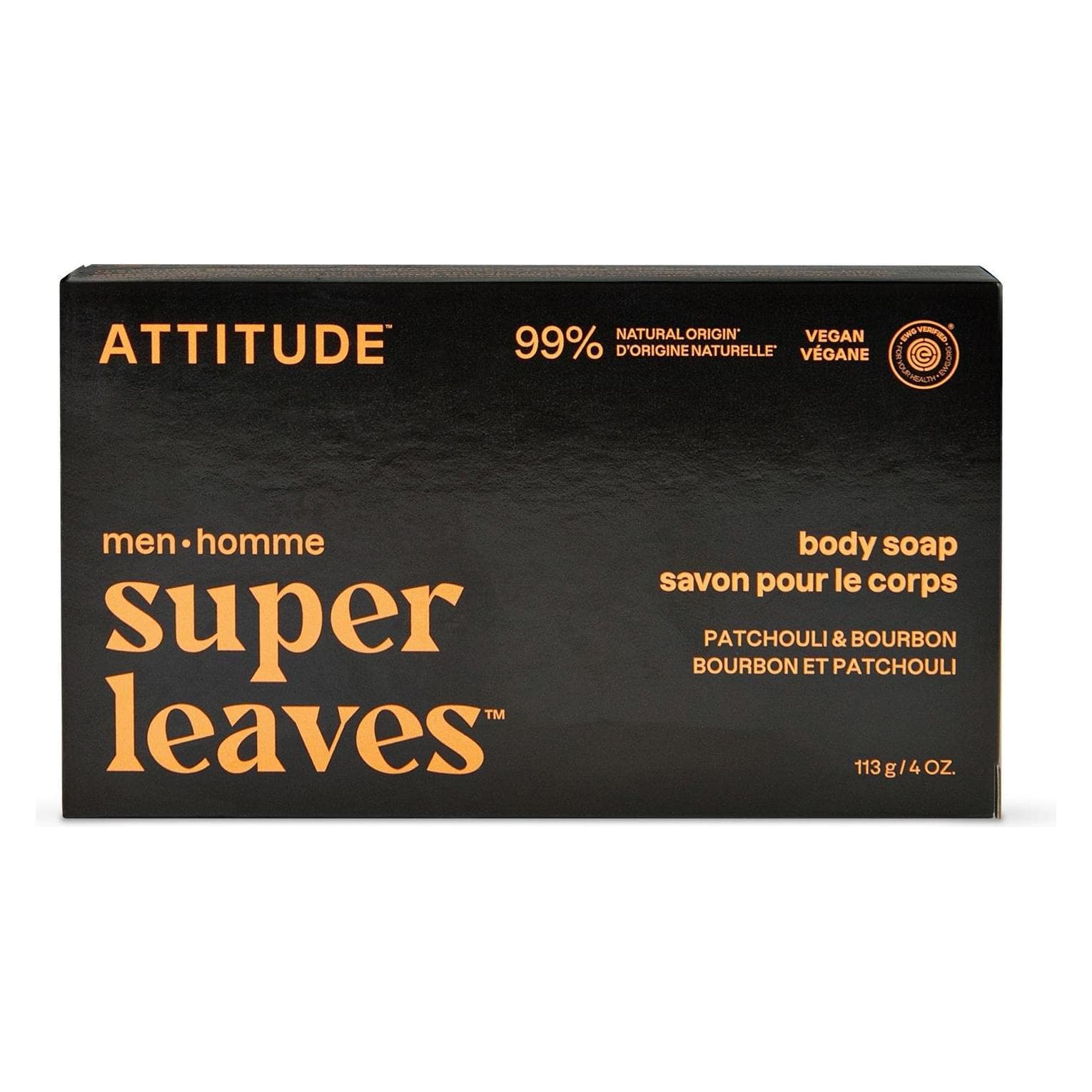 Attitude, Duschmittel, super leaves men Patchouli & Bourbon 113g