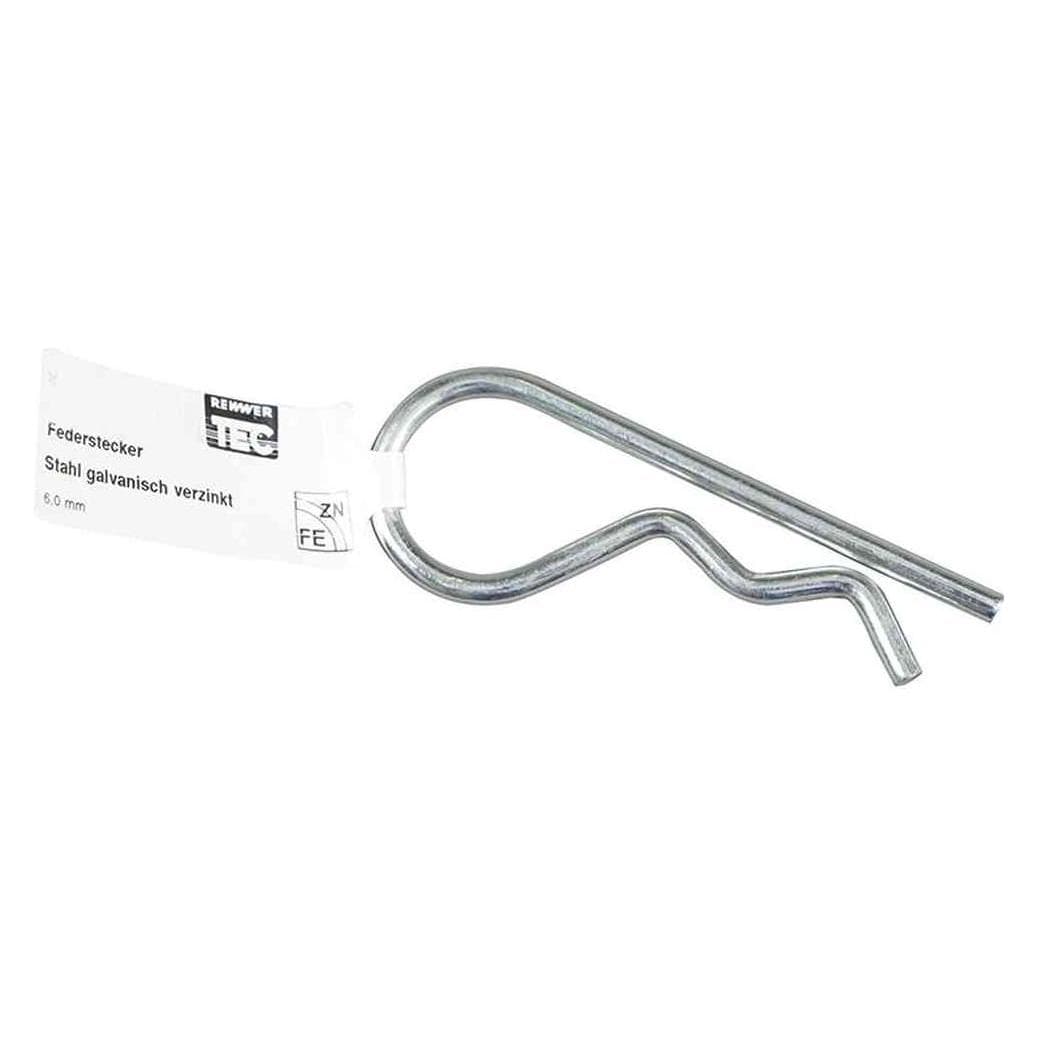 Rewwer Tec, Zubehör Kerzen + Kamin, Federstecker 6,0mm, verzinkt, mit EAN-Fähnchen