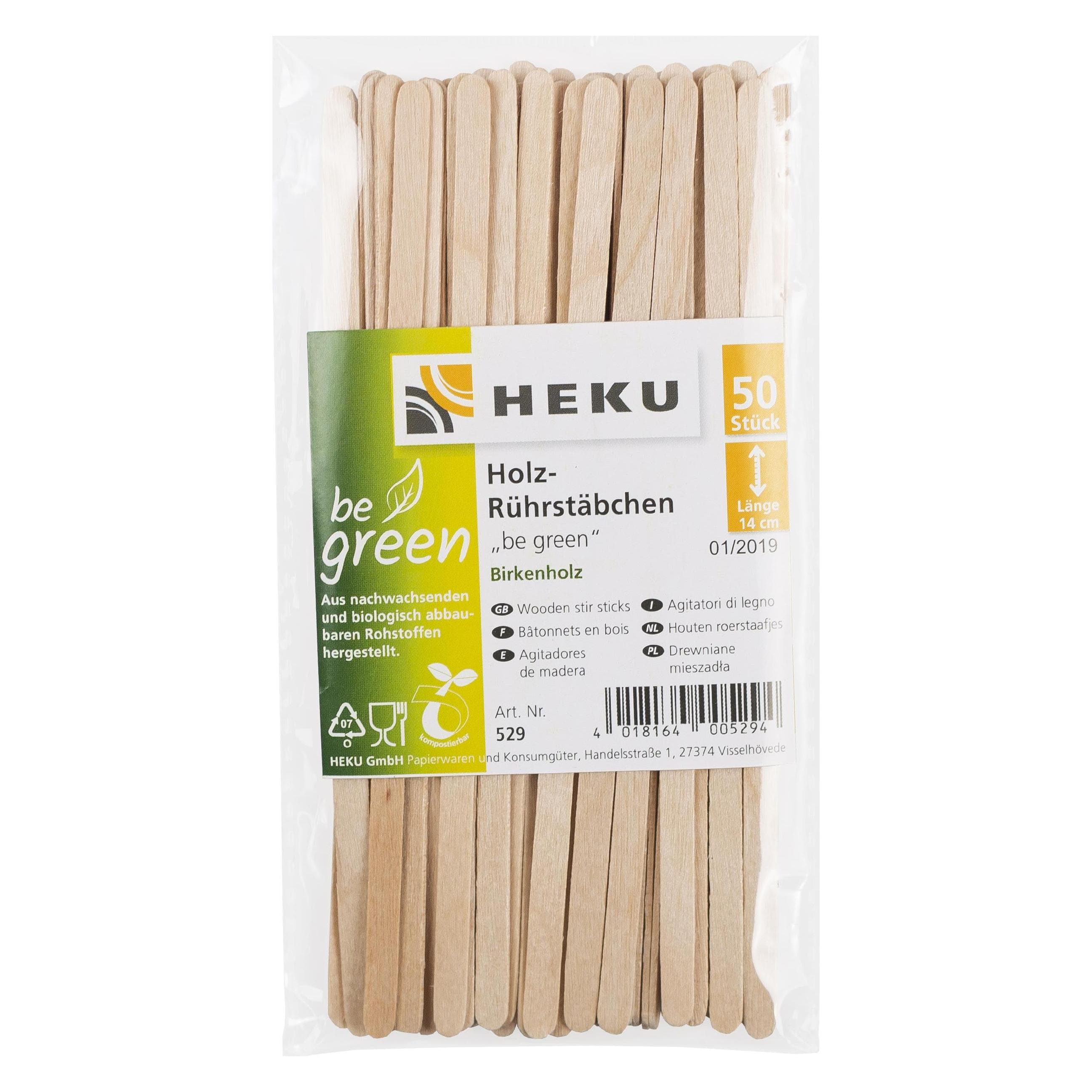 Heku, Einweggeschirr, Rührstäbchen Holz be green (50x)